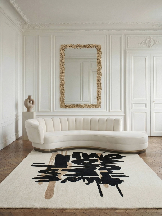 A Bright Living Room with Bold Graphic Contrast - Rug'Society