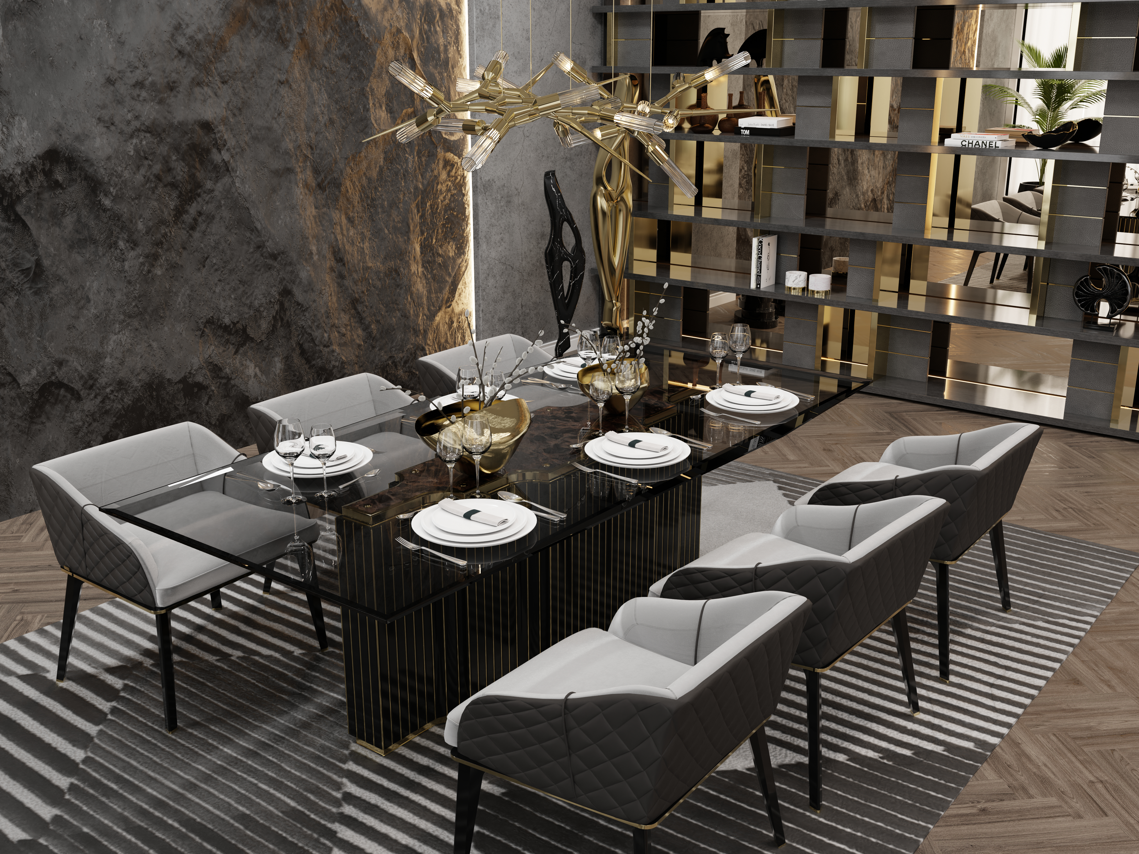 Air High-End Rug In A Luxurious Dining&nbsp;Room by Rug'Society