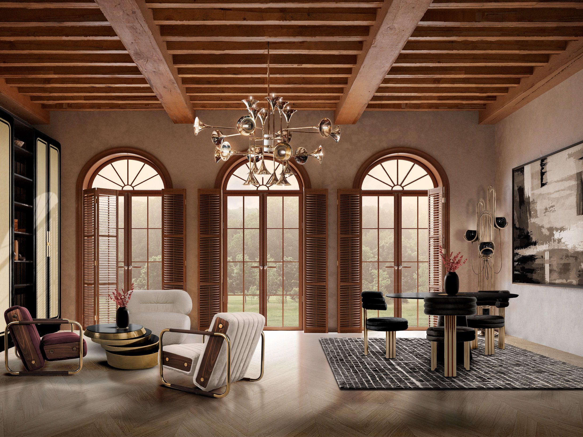 Alluring and Fantastic Living Room with Unique Coll&nbsp;Rug by Rug'Society