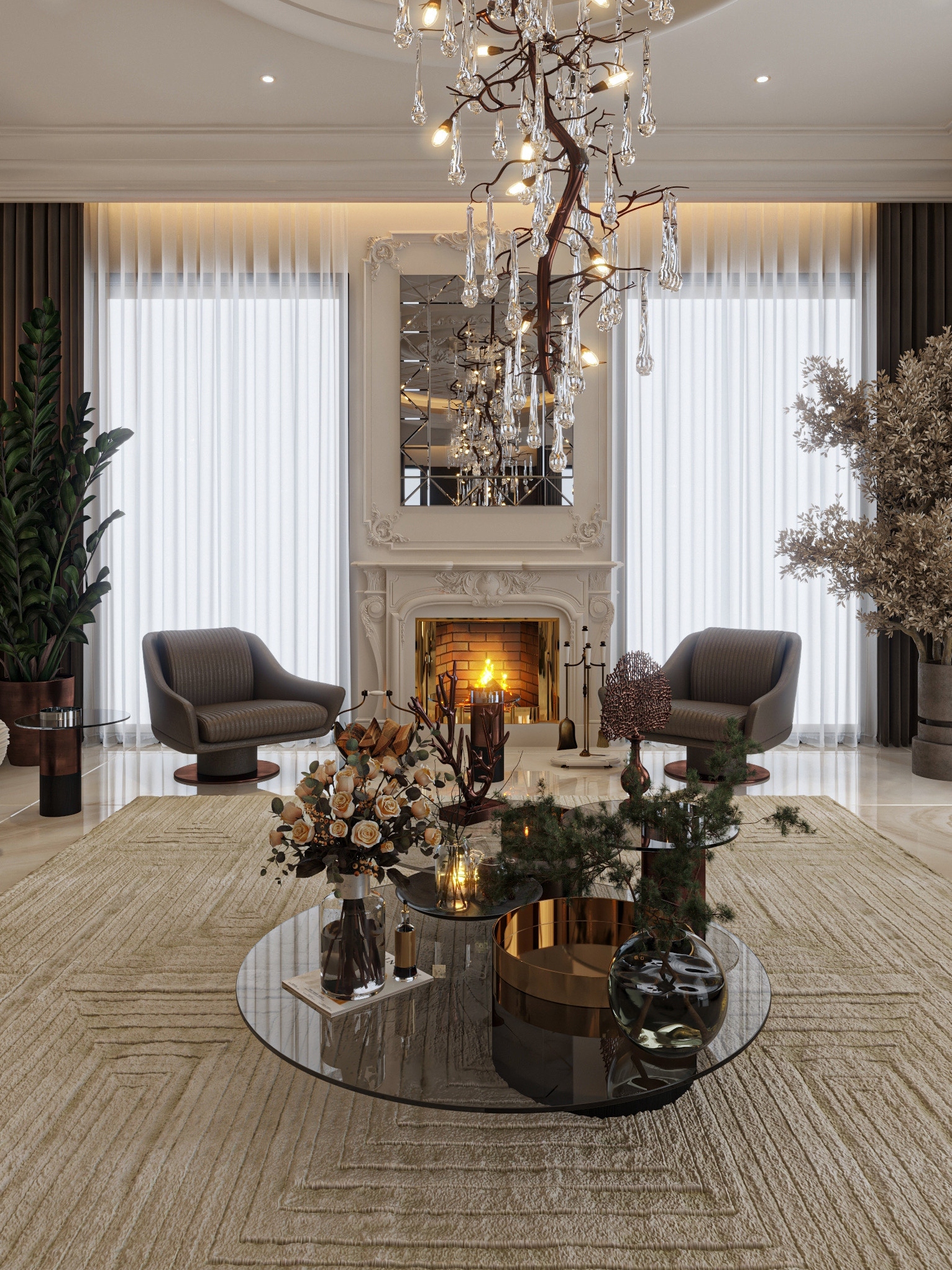 Alluring modern contemporary living room with WHITE GARDEN&nbsp;RUG by Rug'Society