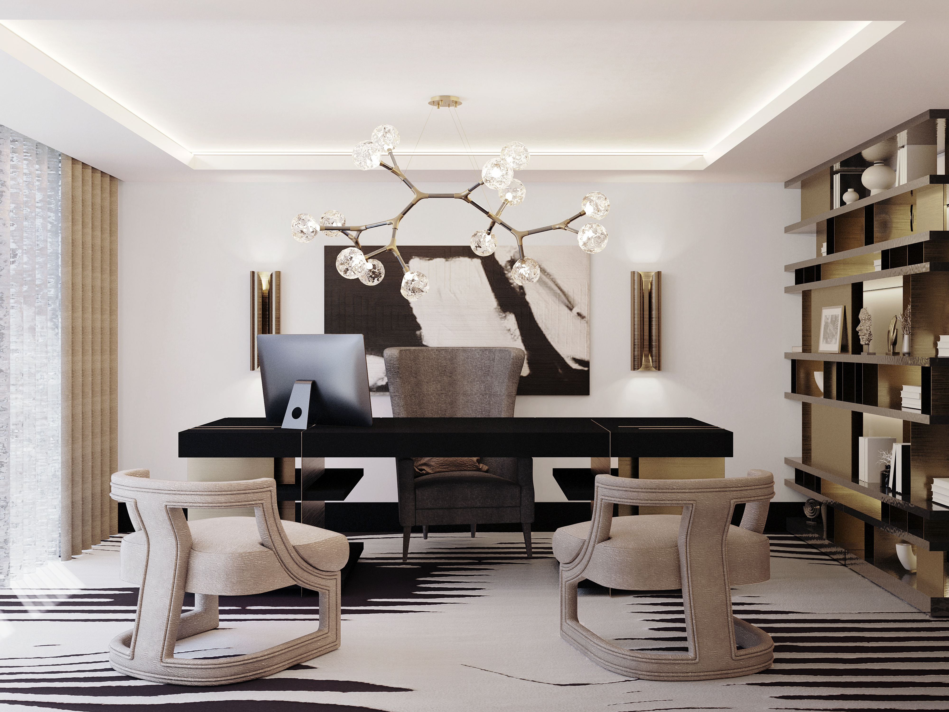 Beautiful and Contemporary Office with the Kotta&nbsp;Rug by Rug'Society