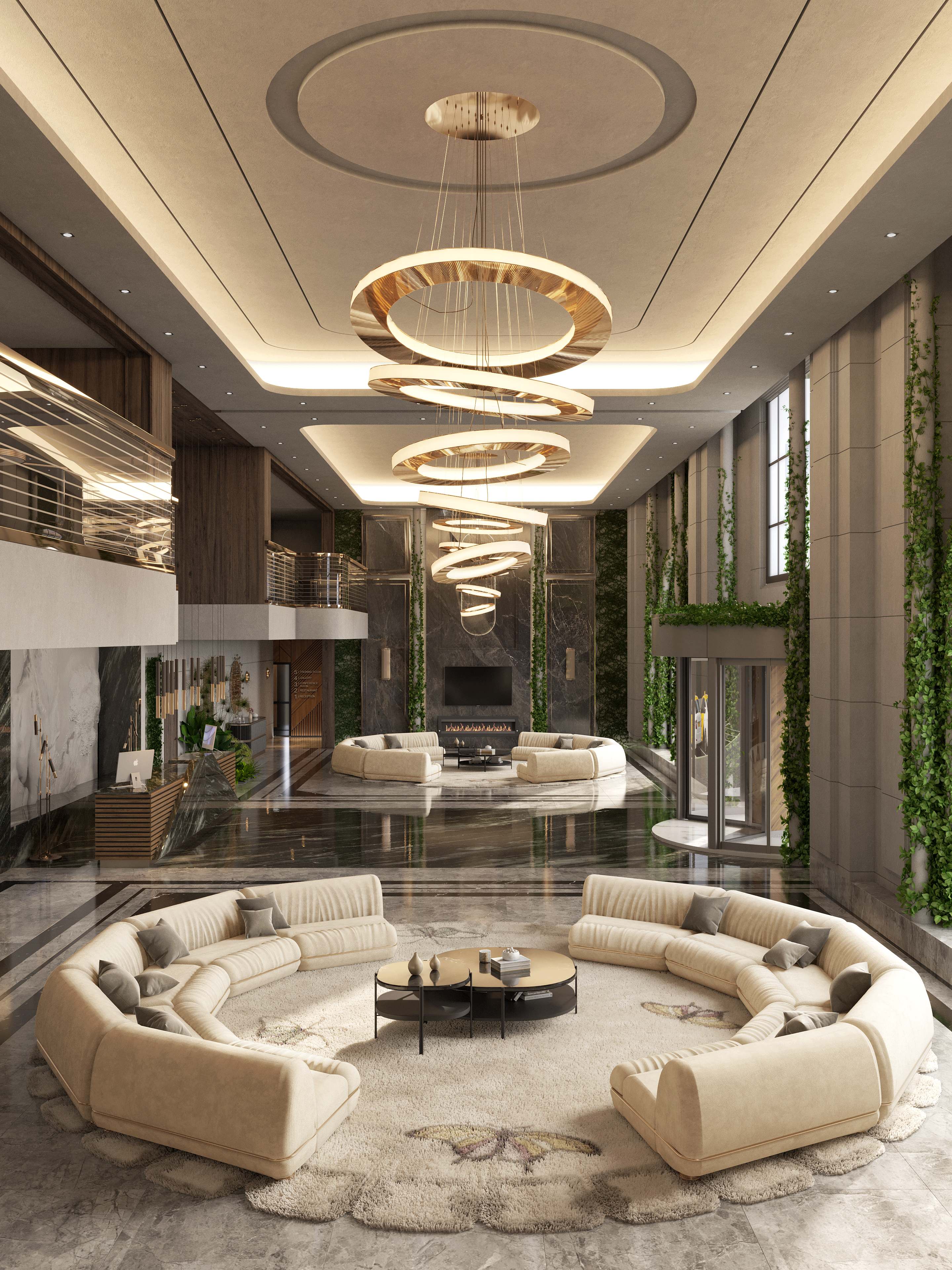 BEAUTIFUL HOTEL ENTRANCE WITH THE METAMORPHOSIS&nbsp;RUG by Rug'Society