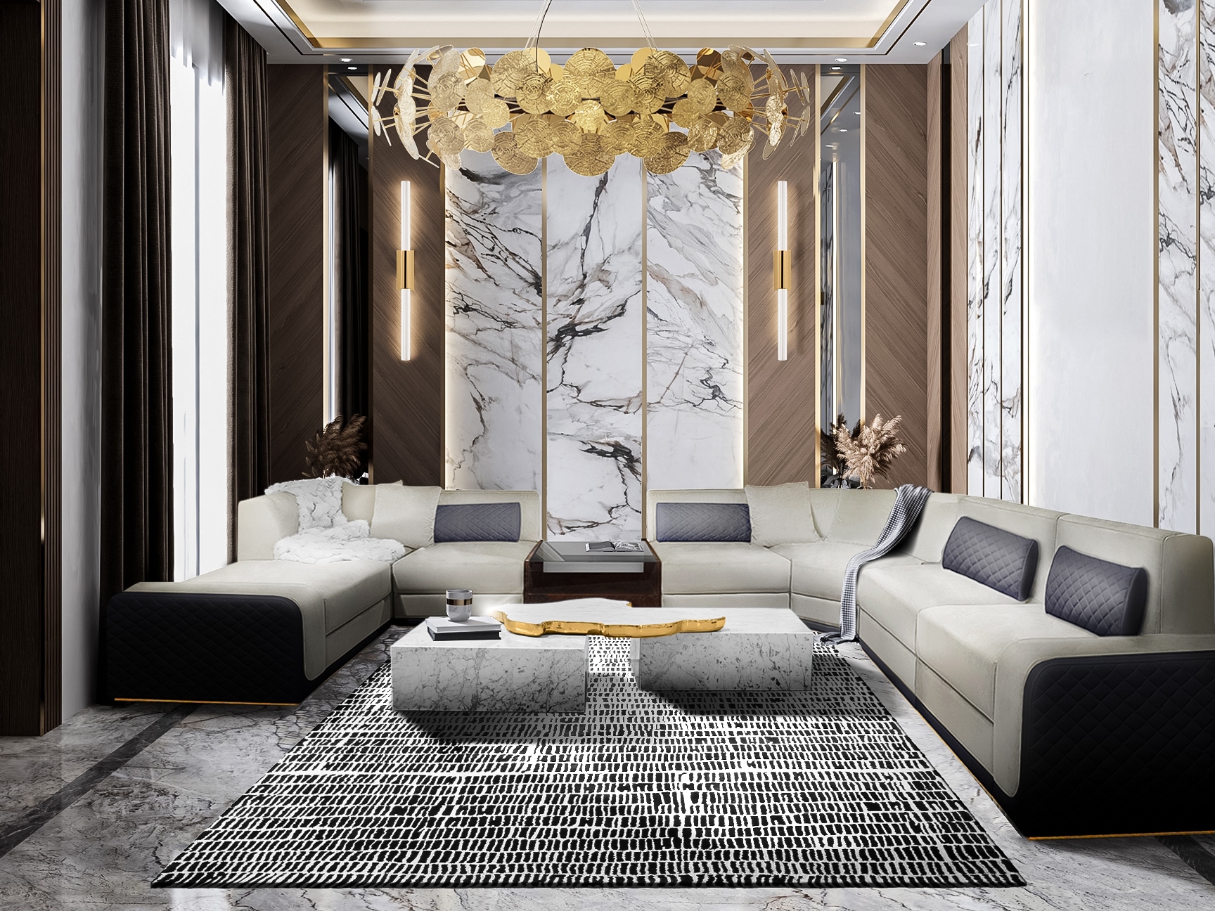 Black and White Coll Rug For A Contemporary Living&nbsp;Room by Rug'Society