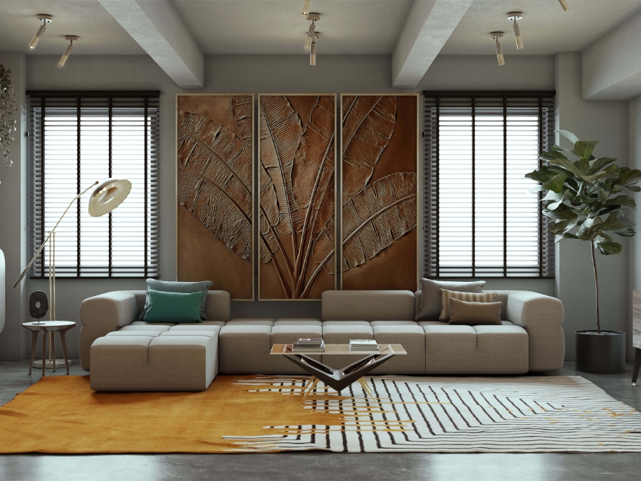 Bold Mid-Century Living Room With Valencia&nbsp;Rug by Rug'Society