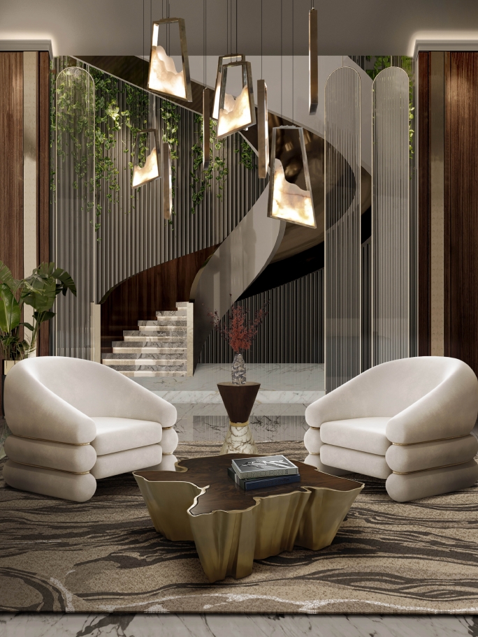 Brown Tones Modern Living Room With Amazon Square&nbsp;Rug by Rug'Society