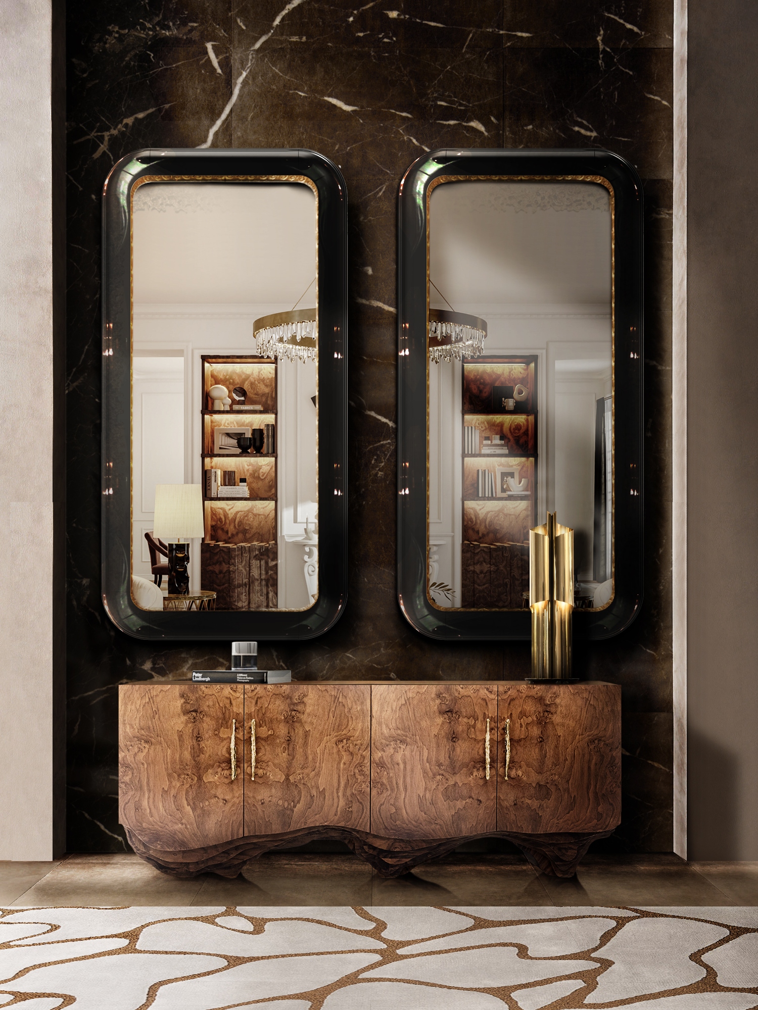 CELL RUG ADORNS CONTEMPORARY&nbsp;HALLWAY by Rug'Society