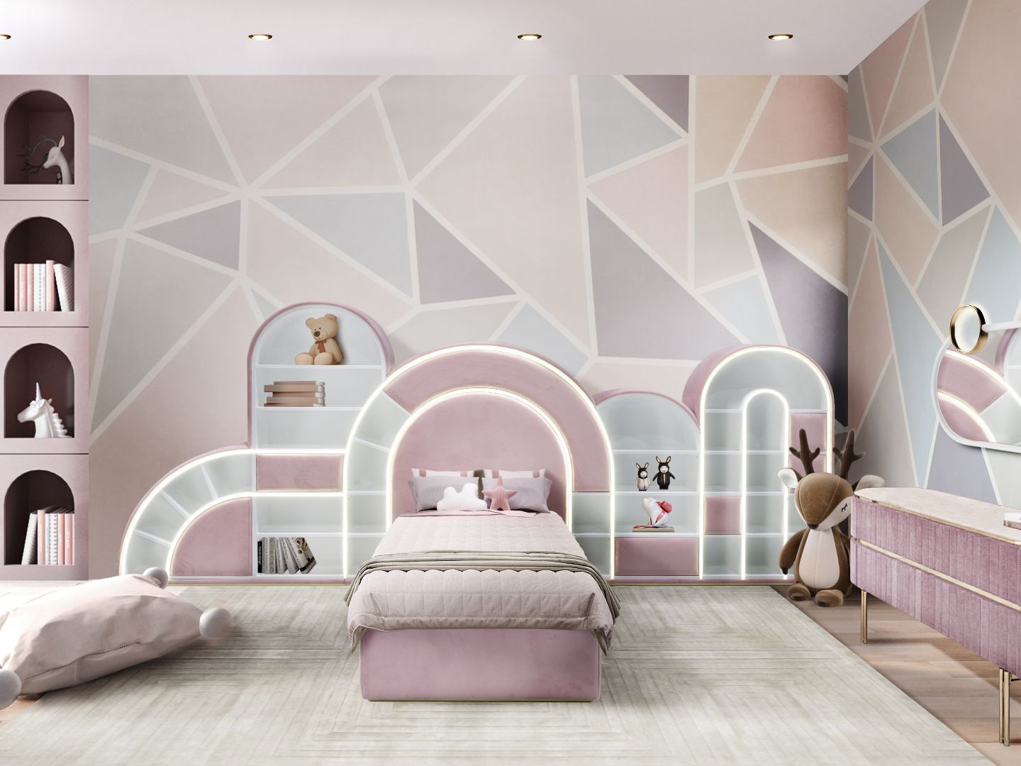 Children's Bedroom Design with the Neutral White Garden&nbsp;Rug by Rug'Society