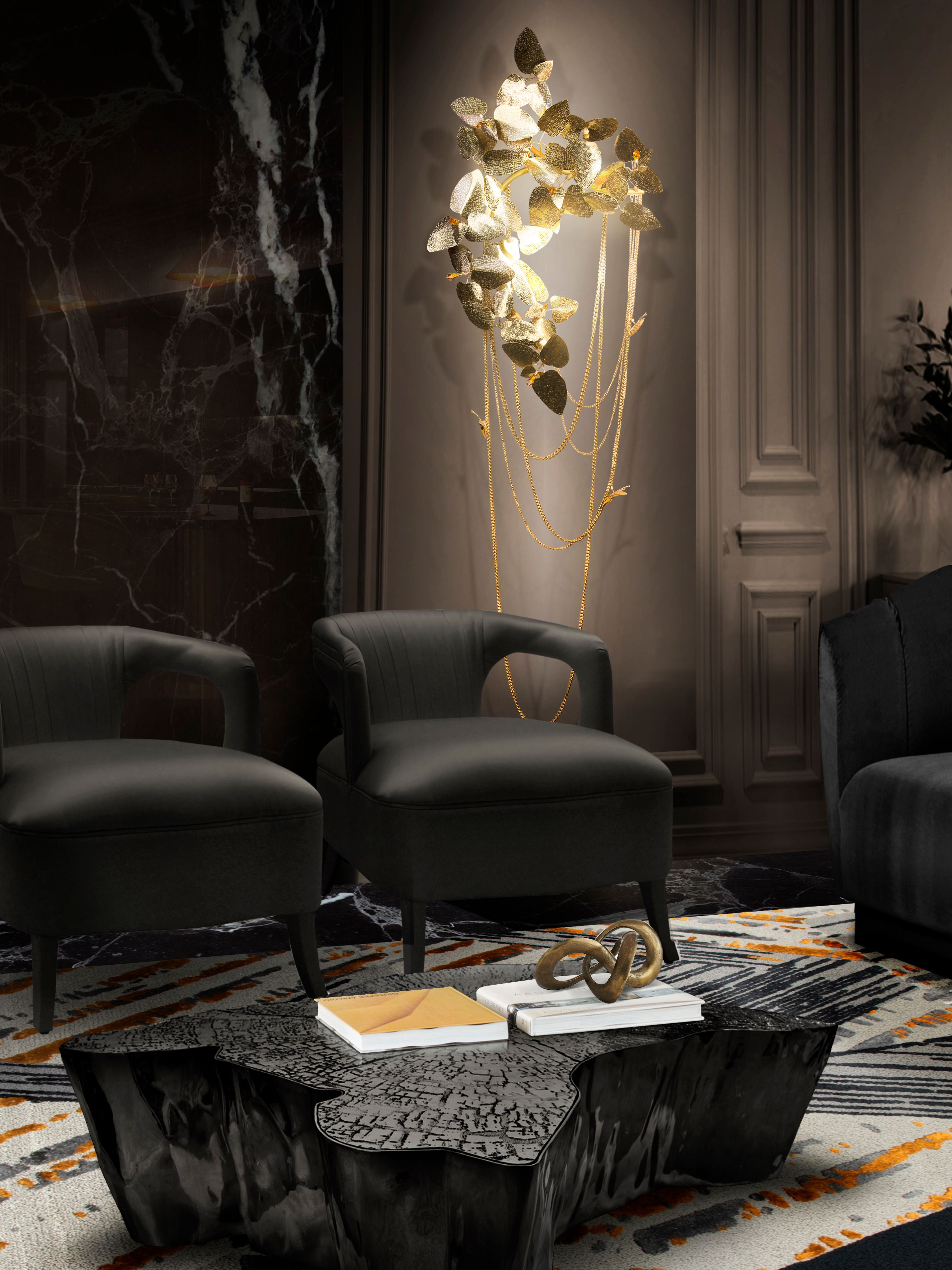 Classic Darkened Living Room with Xisto&nbsp;Rug by Rug'Society