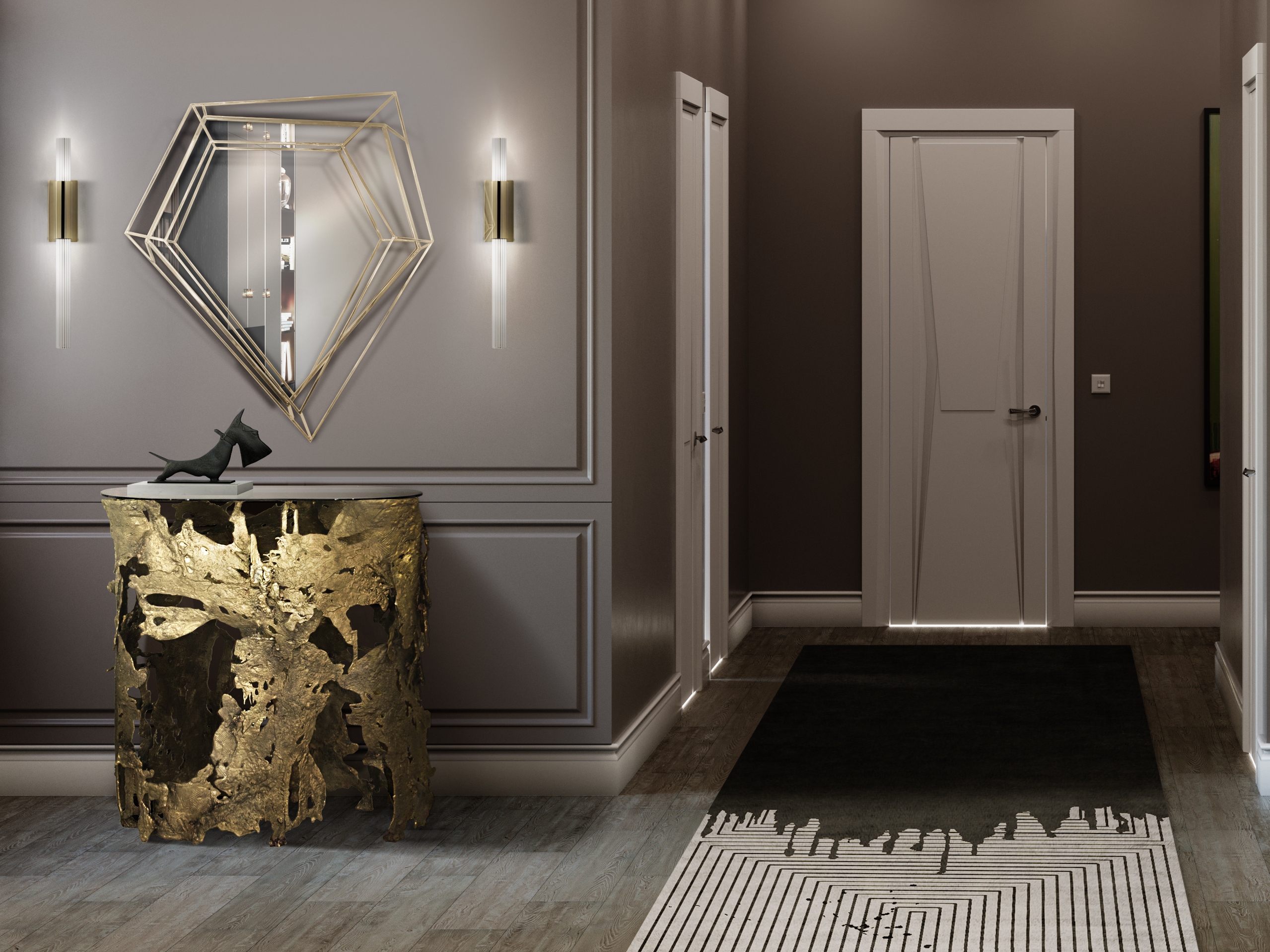 Classic Modern Contemporary Hallway With Valencia Runner&nbsp;Rug by Rug'Society