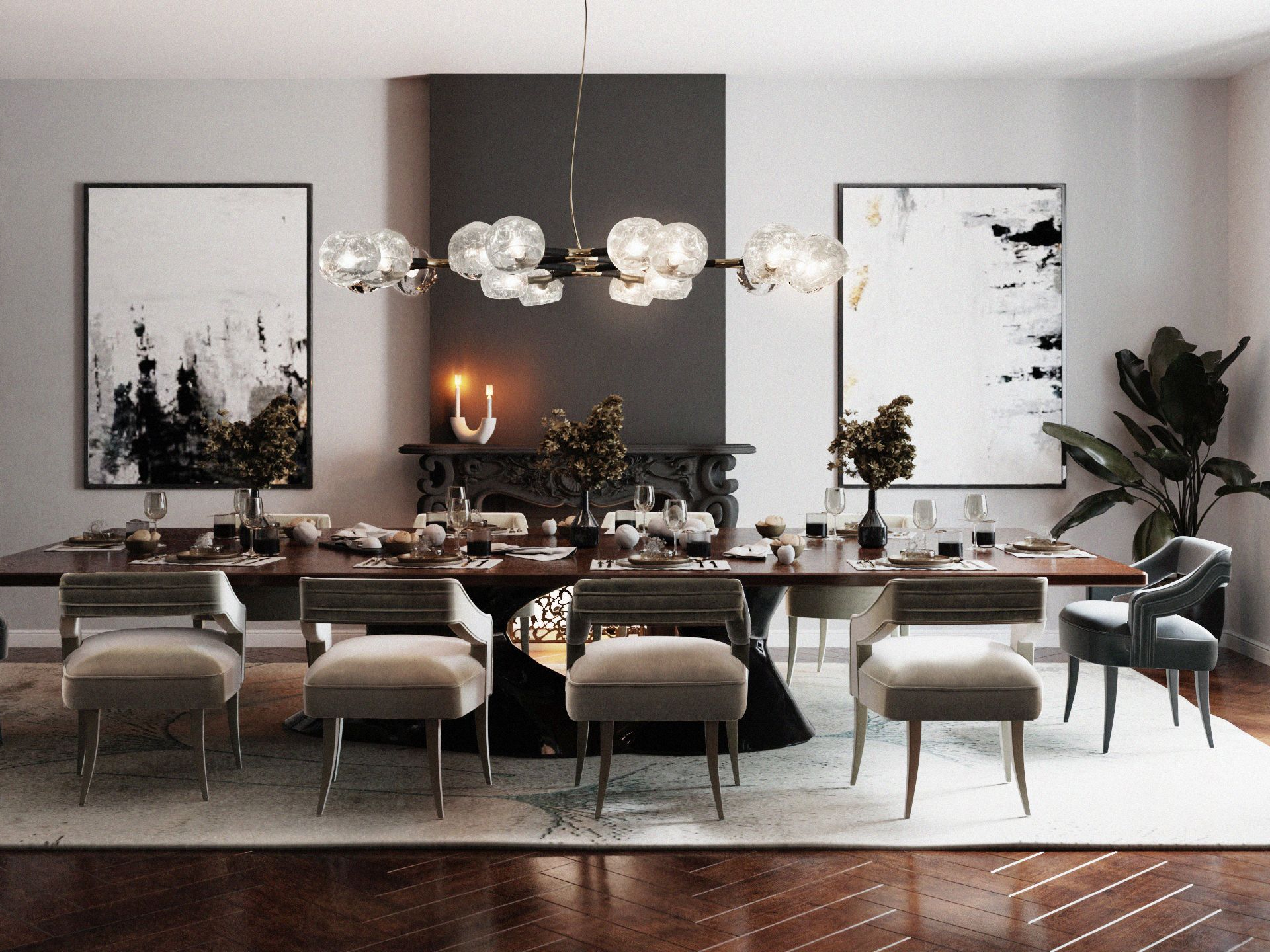 Classically Aligned Dining Room Ambiance with the Macushi&nbsp;Rug by Rug'Society