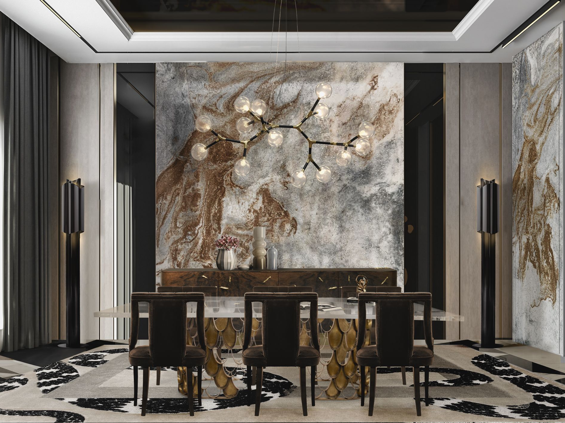 Classically Aligned Dining Room with the Imperial Snake&nbsp;Rug by Rug'Society