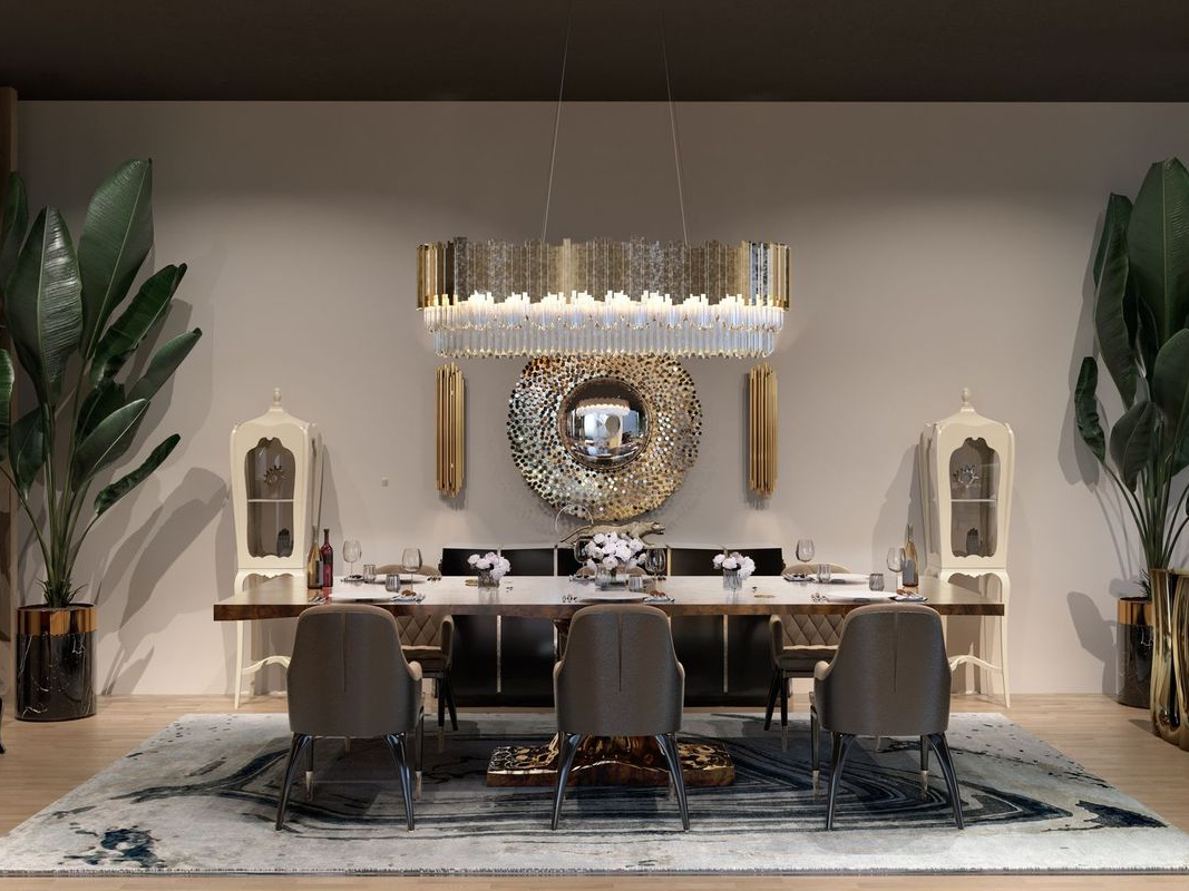 Comfortable Dining Room With Agatha Abstract&nbsp;Rug by Rug'Society