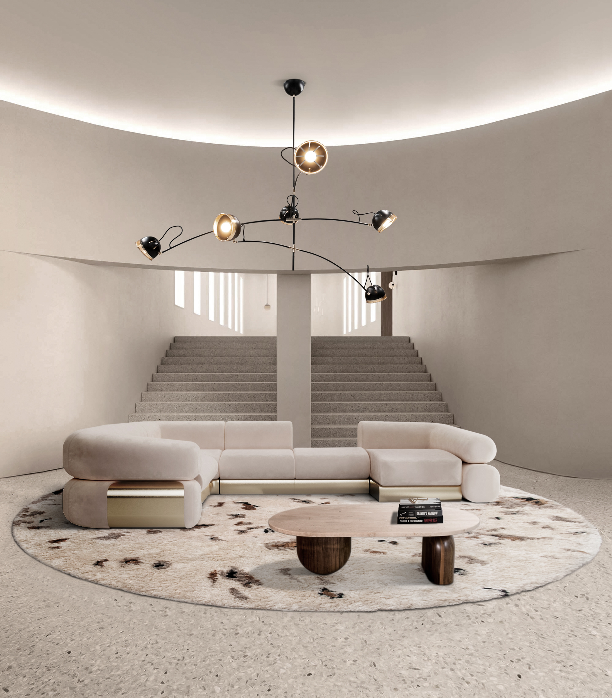 Contemporary and neutral-toned living room with Oslo&nbsp;rug by Rug'Society