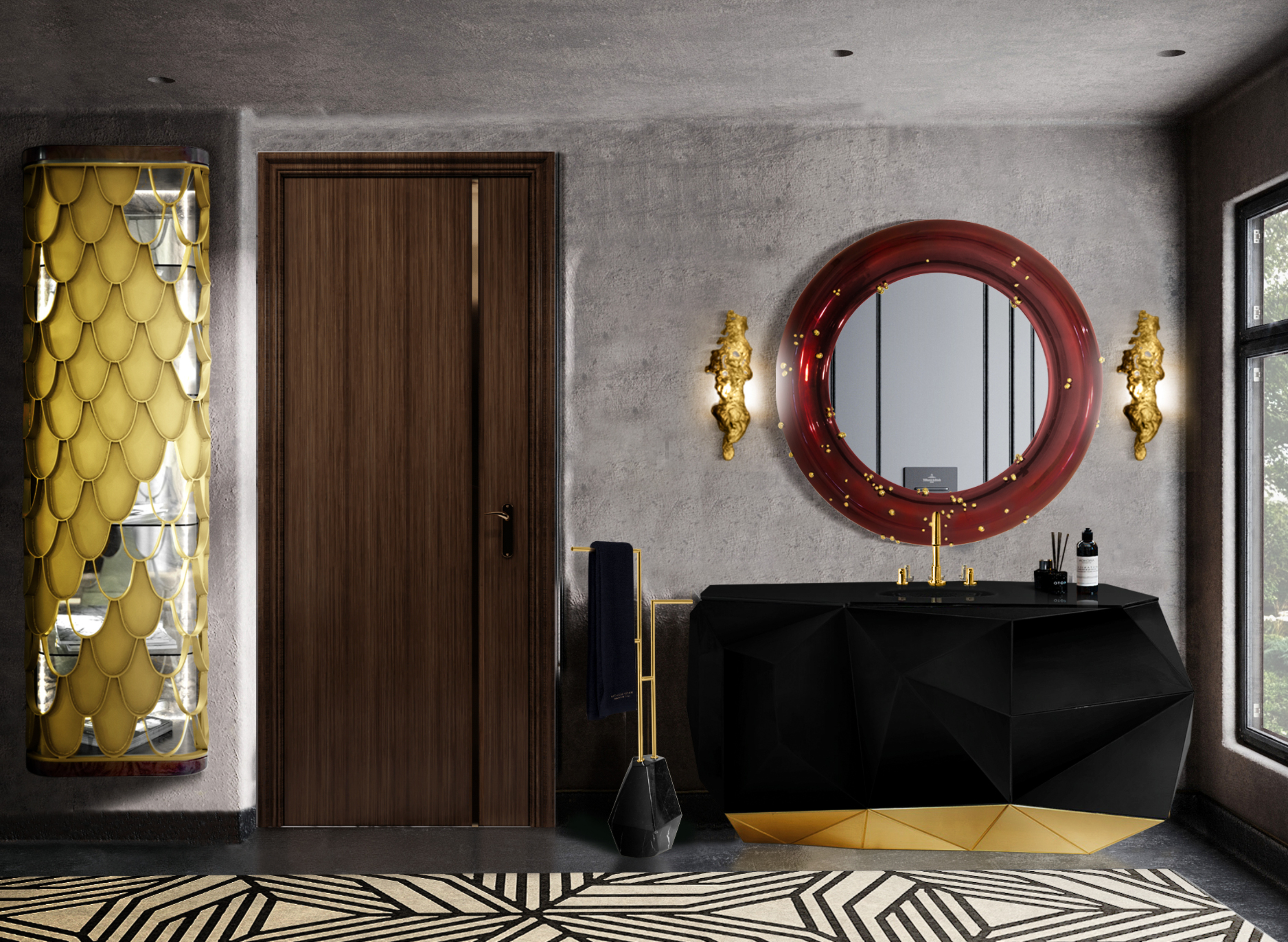 Contemporary bathroom decor with the Cauca&nbsp;rug by Rug'Society