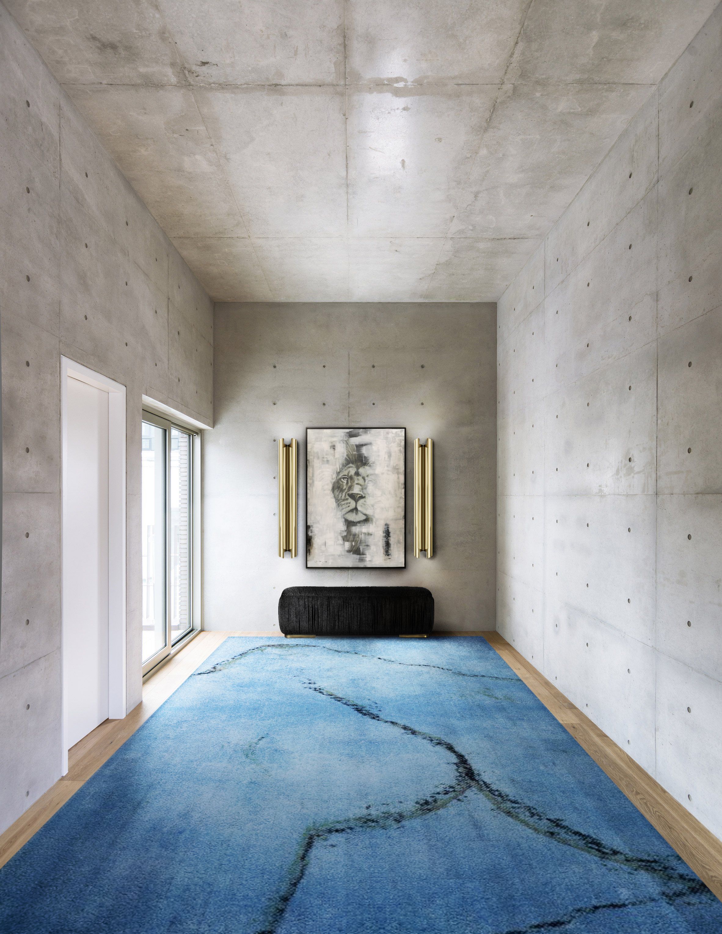 Contemporary Hallway With Our Piece of Art, Miró&nbsp;Rug by Rug'Society