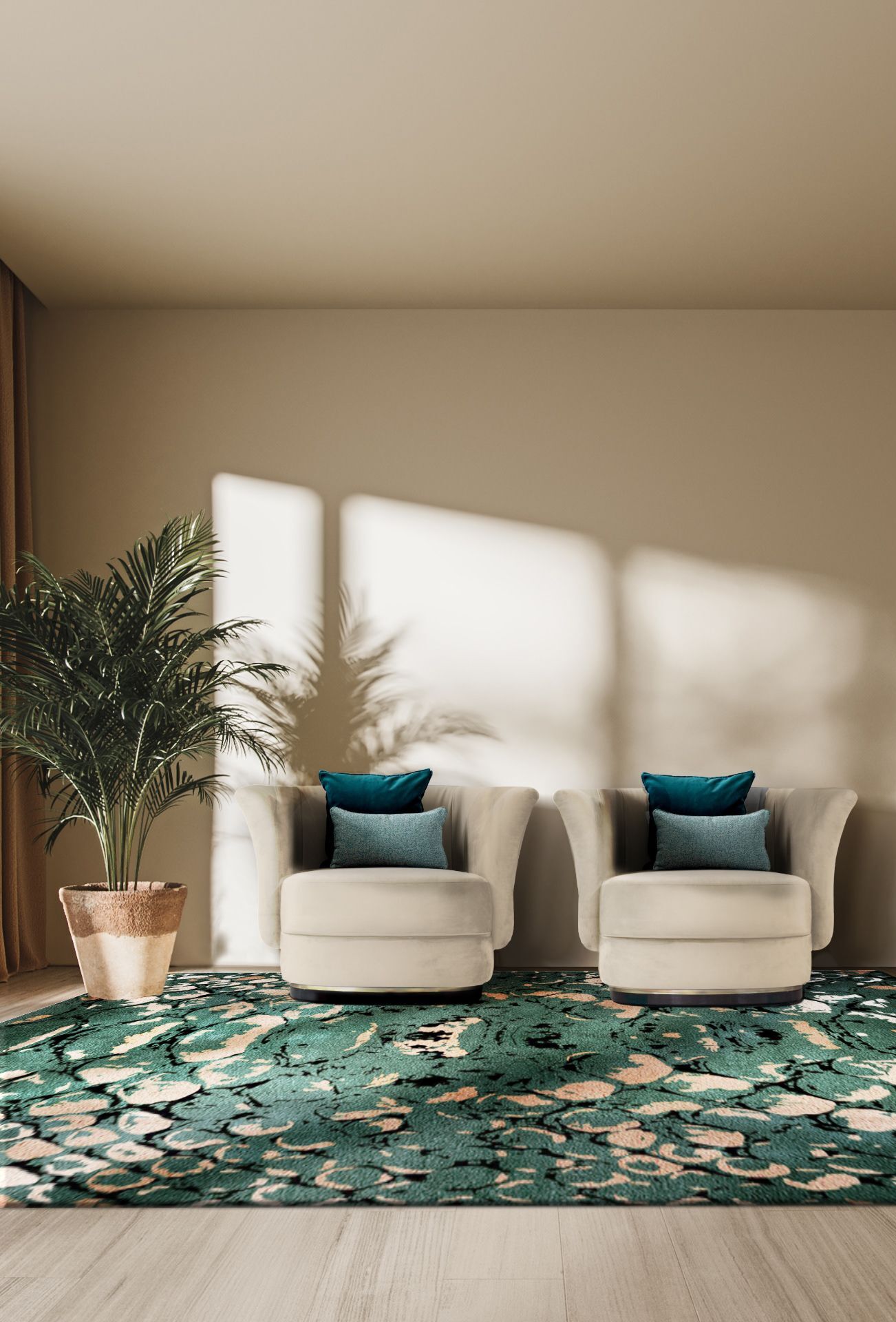 Contemporary Hallway With Reptilus Botanical&nbsp;Rug by Rug'Society