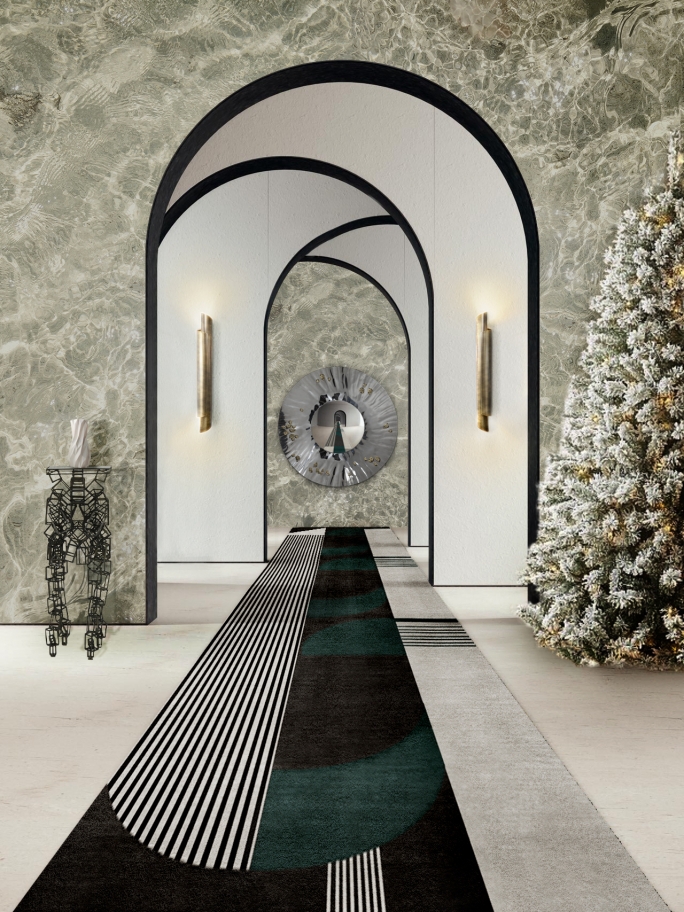 CONTEMPORARY HOTEL HALLWAY WITH HOLIDAY&nbsp;DECOR by Rug'Society