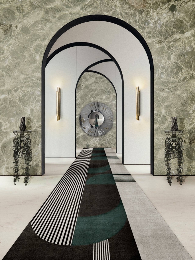 CONTEMPORARY HOTEL HALLWAY WITH THE ANTELOPE II&nbsp;RUG by Rug'Society
