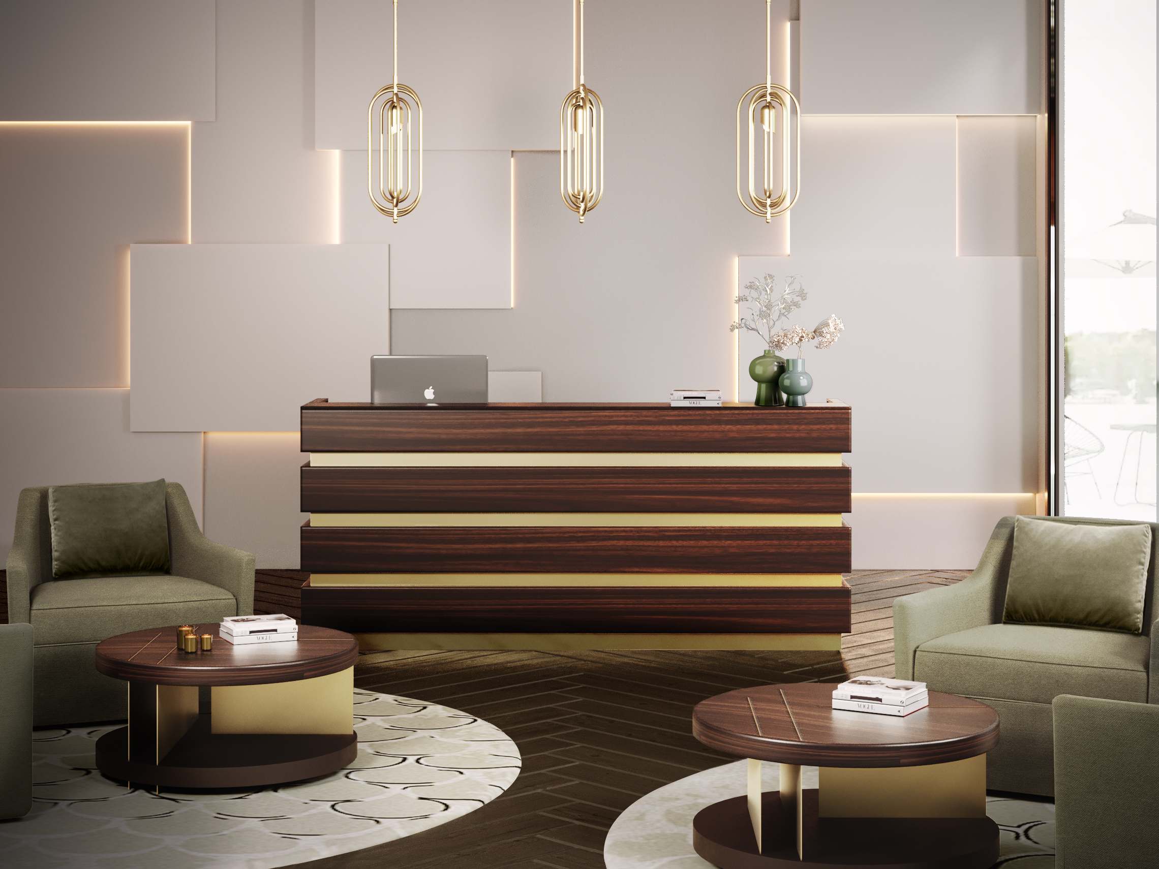 CONTEMPORARY HOTEL RECEPTION WITH THE KOI II&nbsp;RUG by Rug'Society
