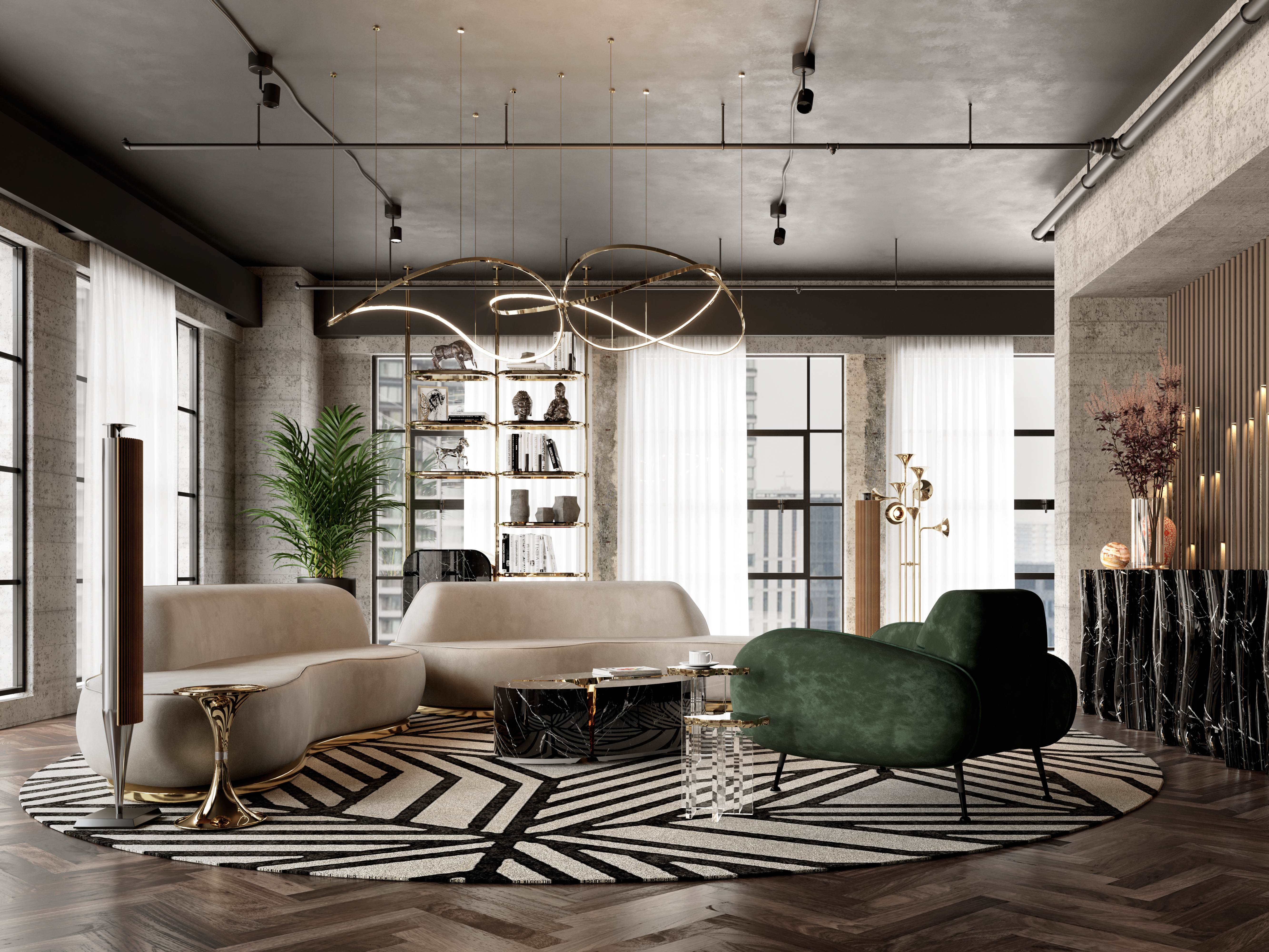 CONTEMPORARY LIVING ROOM DESIGN WITH THE CAUCA II&nbsp;RUG by Rug'Society