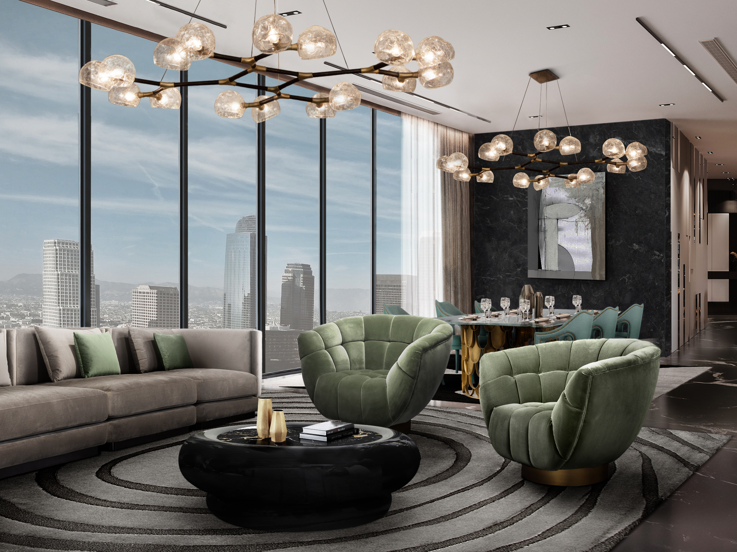 CONTEMPORARY LIVING ROOM WITH THE EYE&nbsp;RUG by Rug'Society