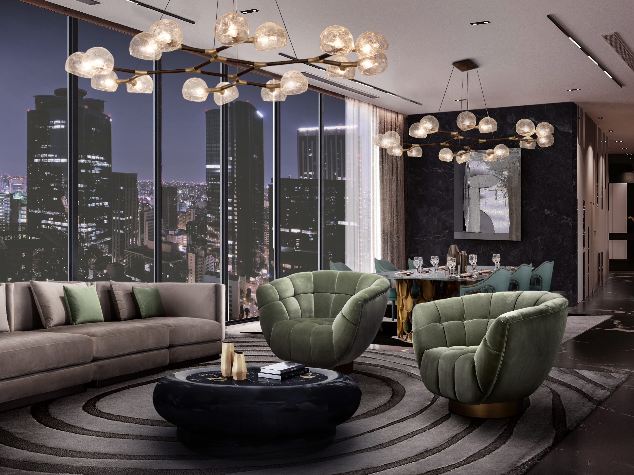 CONTEMPORARY LIVING ROOM WITH THE EYE&nbsp;RUG by Rug'Society