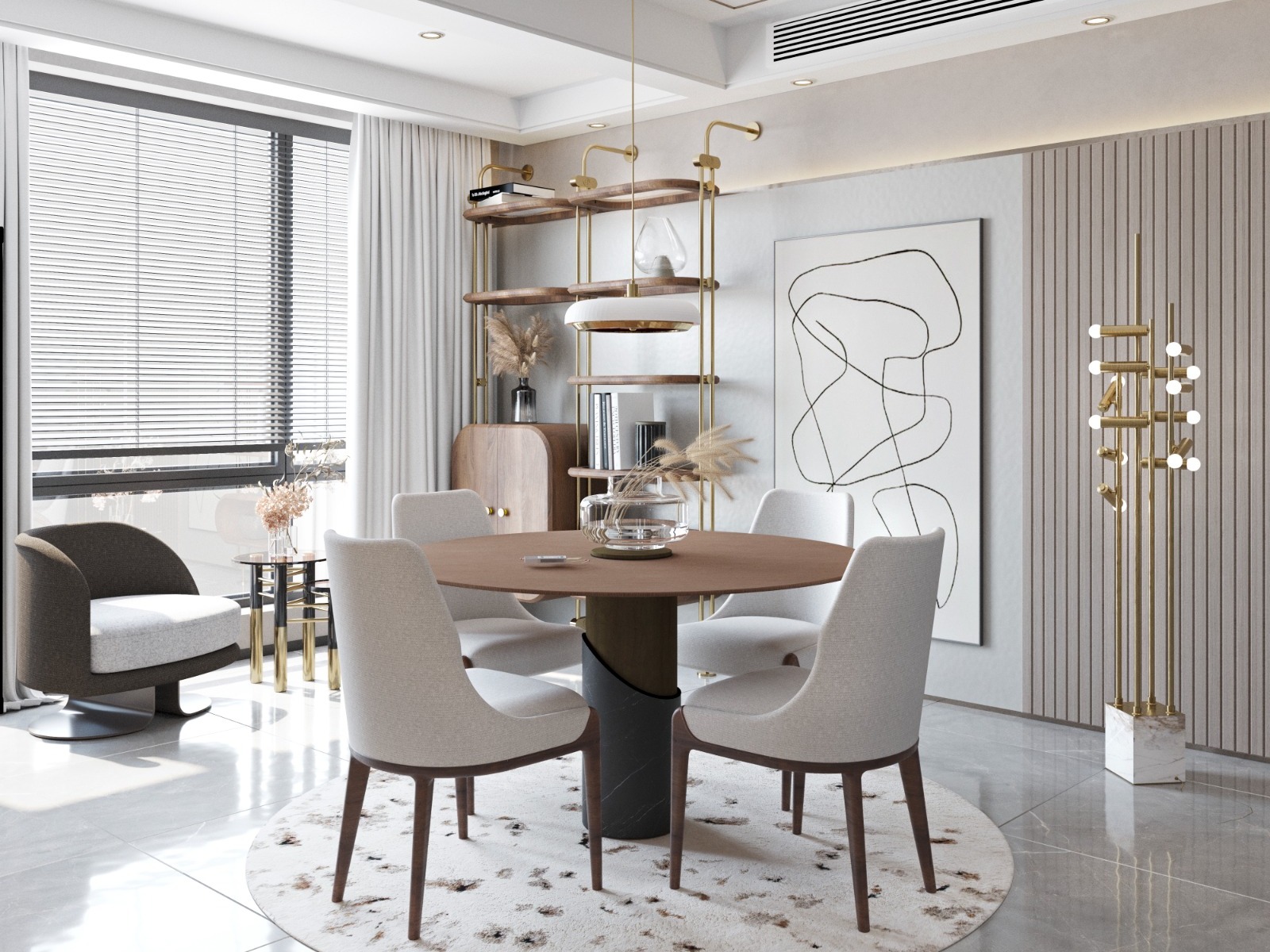 Cozy Dining Space With Neutral Tones and Oslo Shaggy&nbsp;Rug by Rug'Society