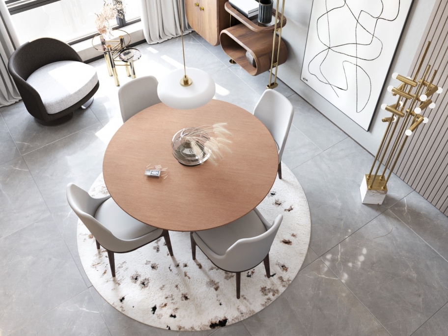 Cozy Dining Space With Neutral Tones and Oslo Shaggy&nbsp;Rug by Rug'Society