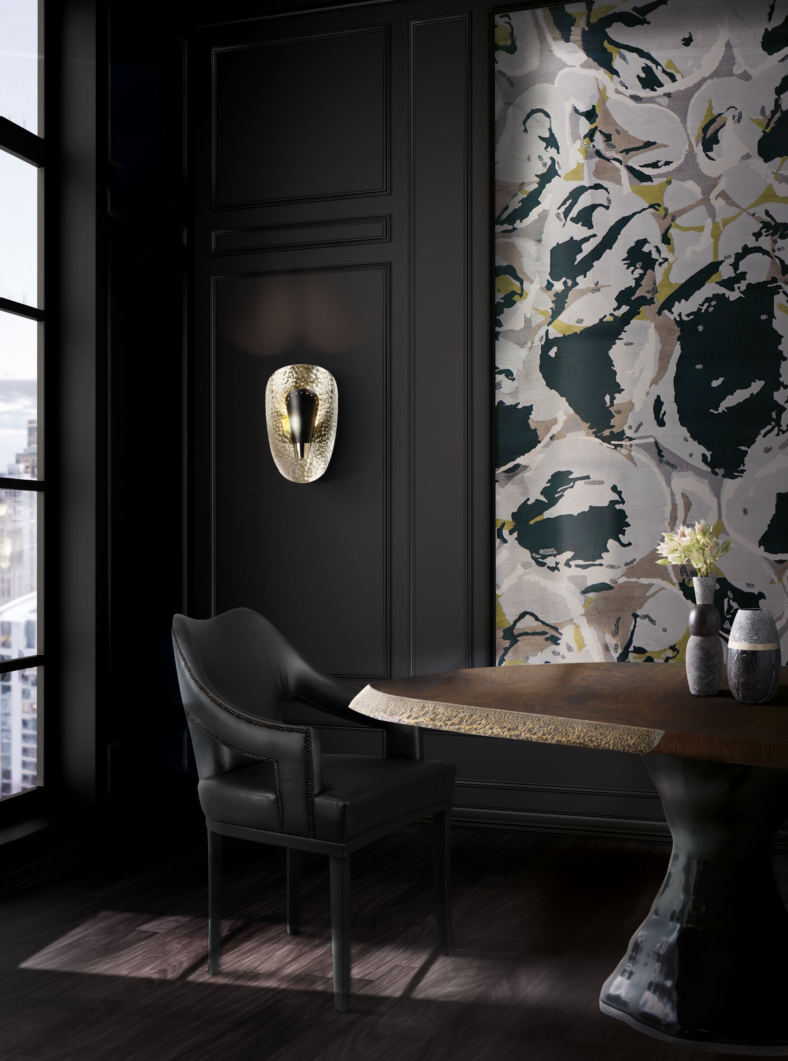 Dining Room With Madeira Wall&nbsp;Rug by Rug'Society