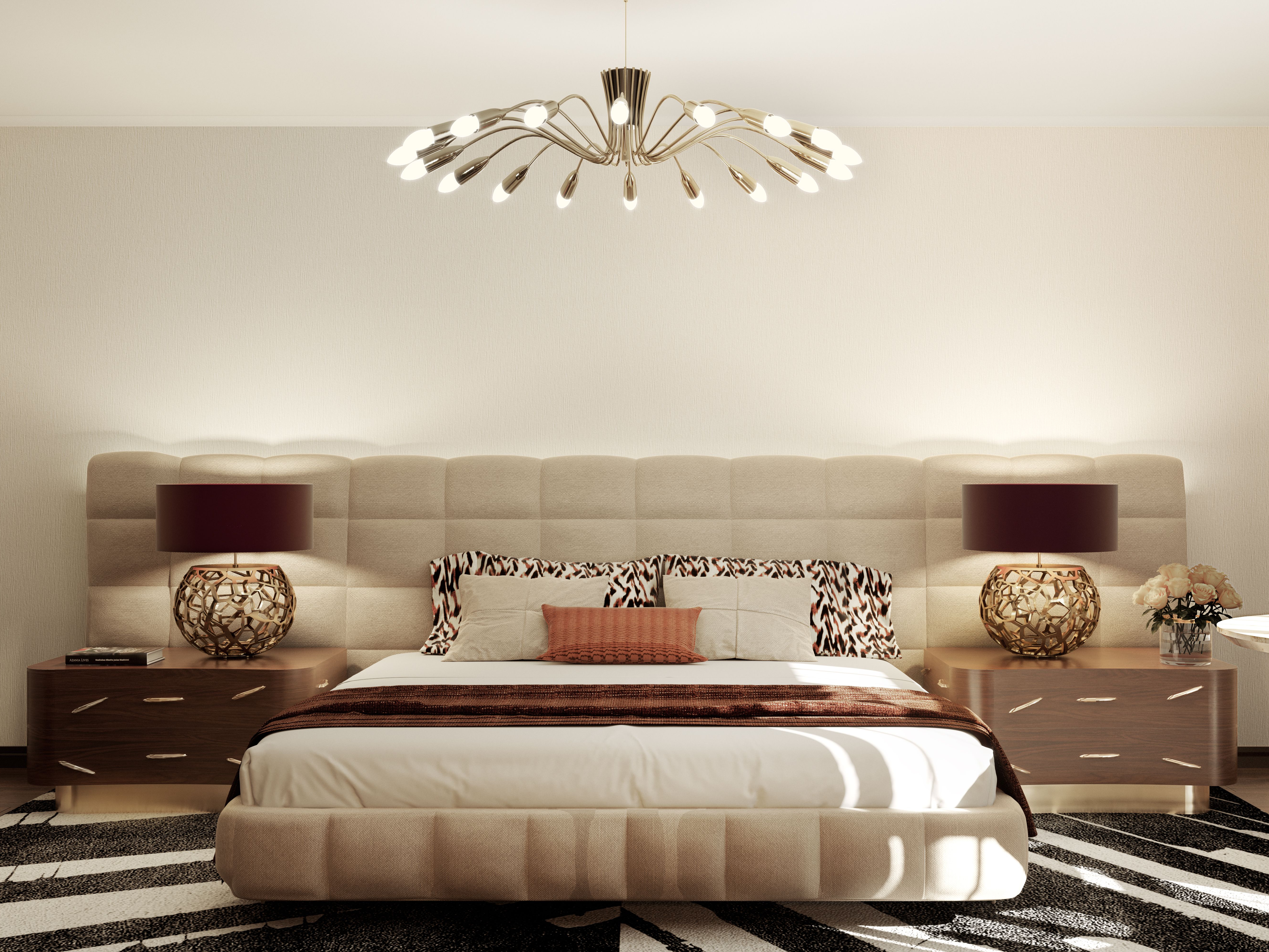Earth Tones Inspirational Bedroom With Palm&nbsp;Rug by Rug'Society