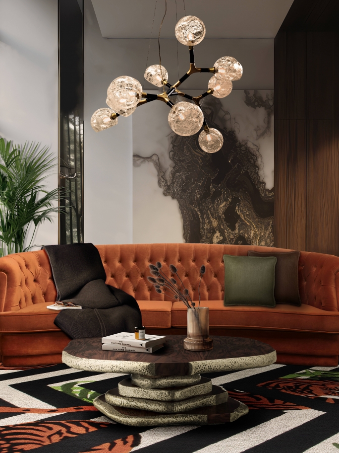 Earthy Tones Living Room With The Feline&nbsp;Rug by Rug'Society