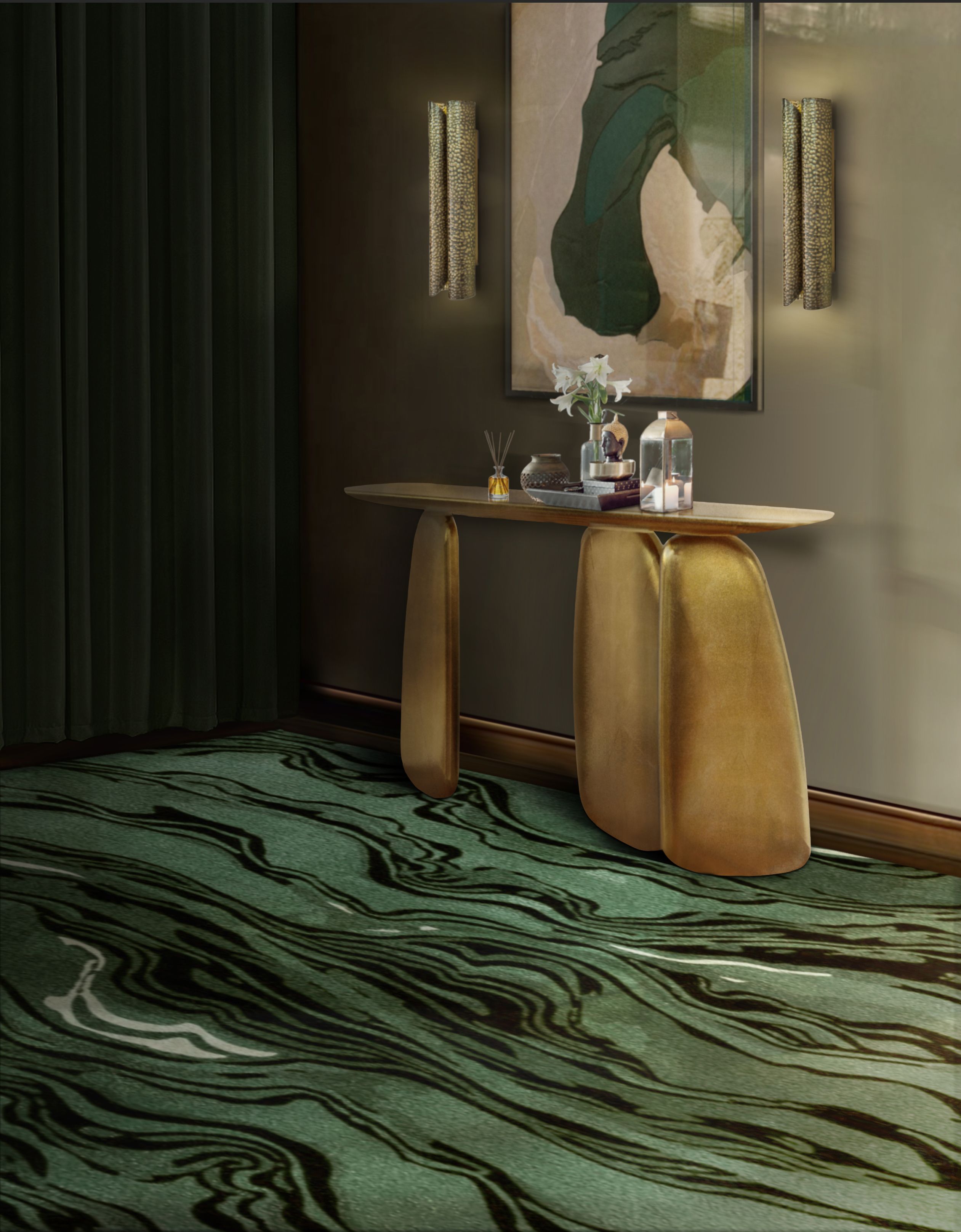 Eclectic Hallway With Amazon&nbsp;Rug by Rug'Society