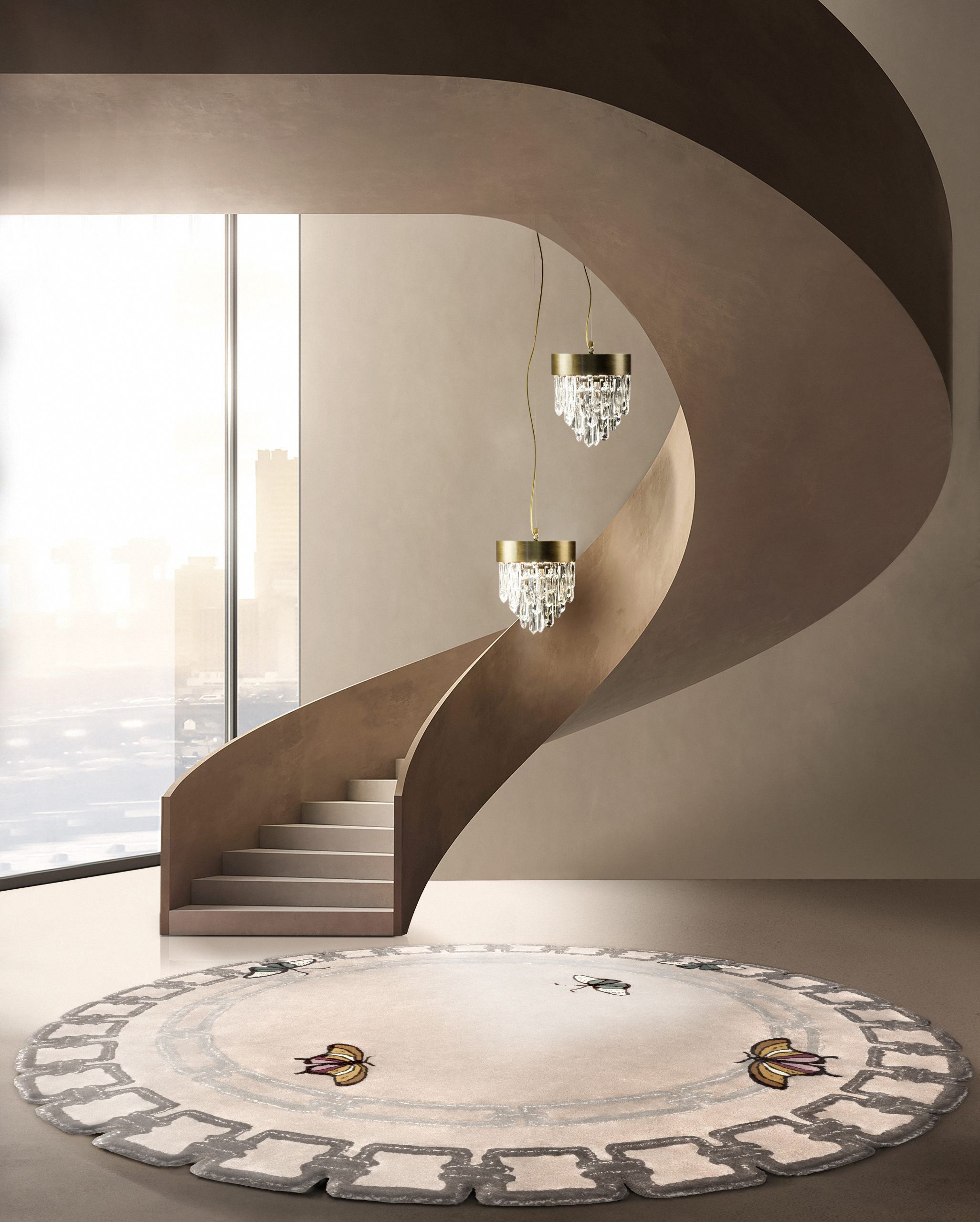 Elegant And Bright Entryway With Neutral&nbsp;Colors by Rug'Society