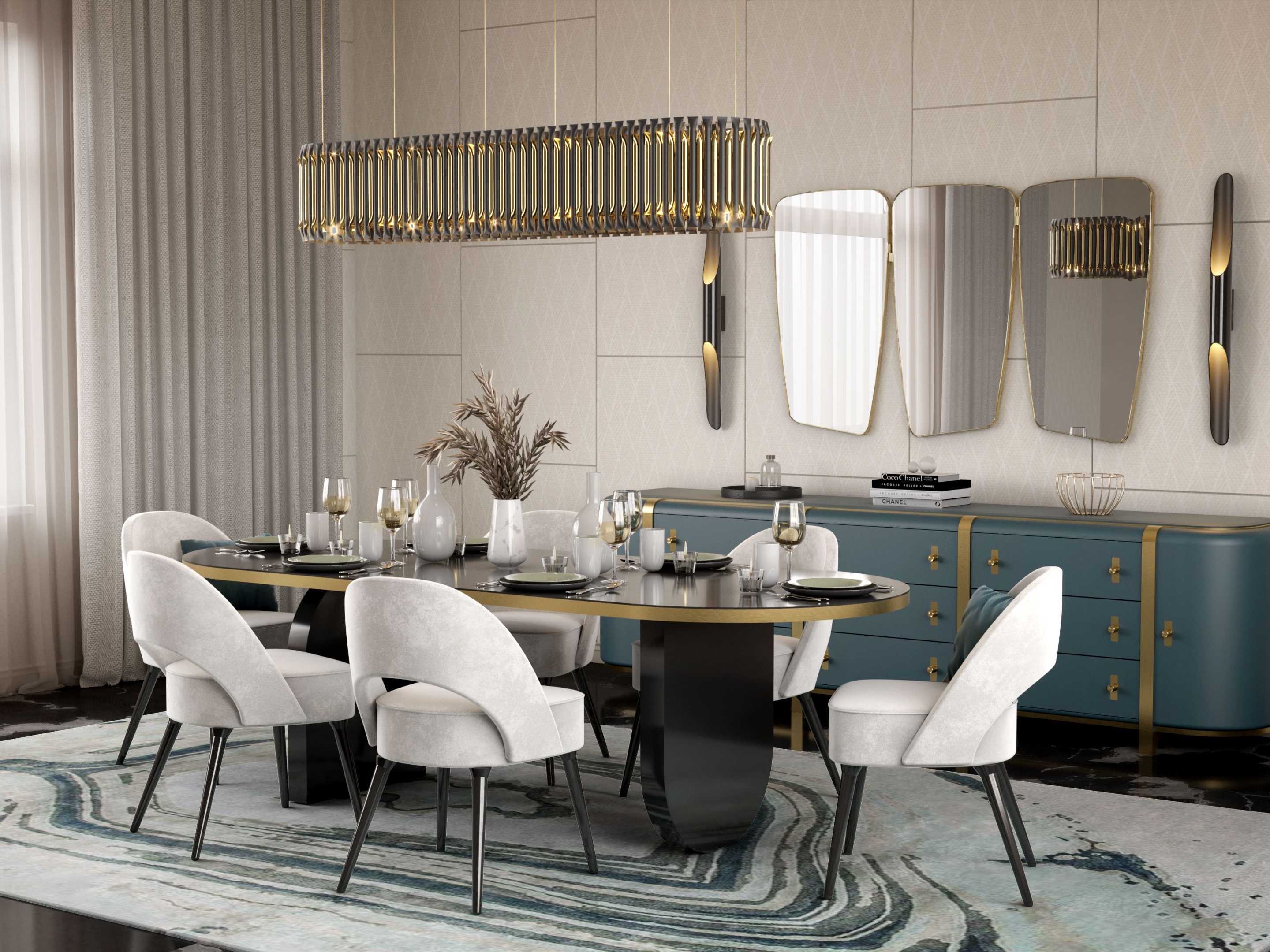 Elegant Dining Room with the Agatha&nbsp;Rug by Rug'Society