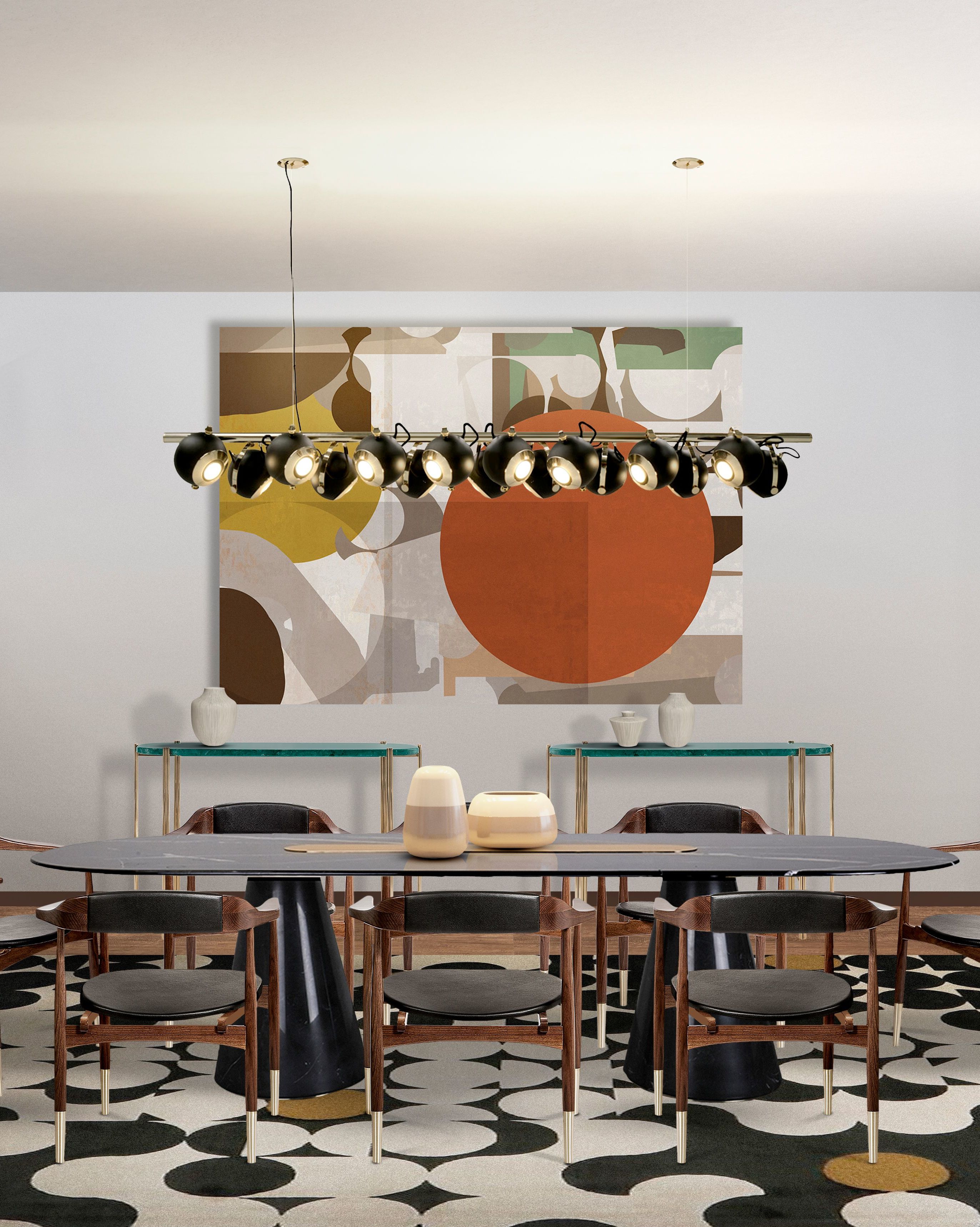 Elegant Dining Room With Yarsa Mid-Century&nbsp;Rug by Rug'Society