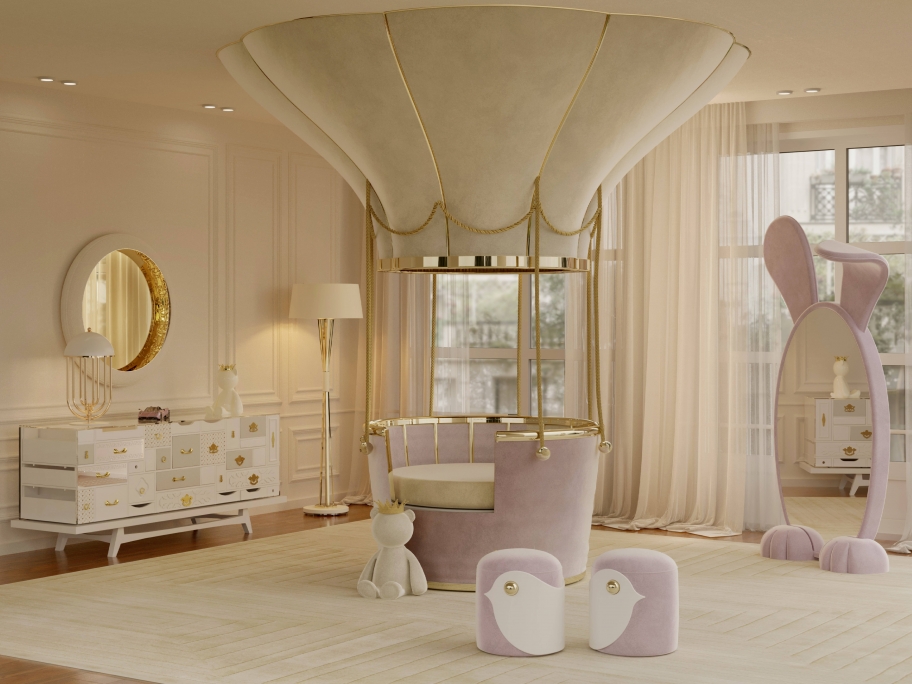 Elegant Dreamy Kids' Bedroom With White Garden&nbsp;Rug by Rug'Society