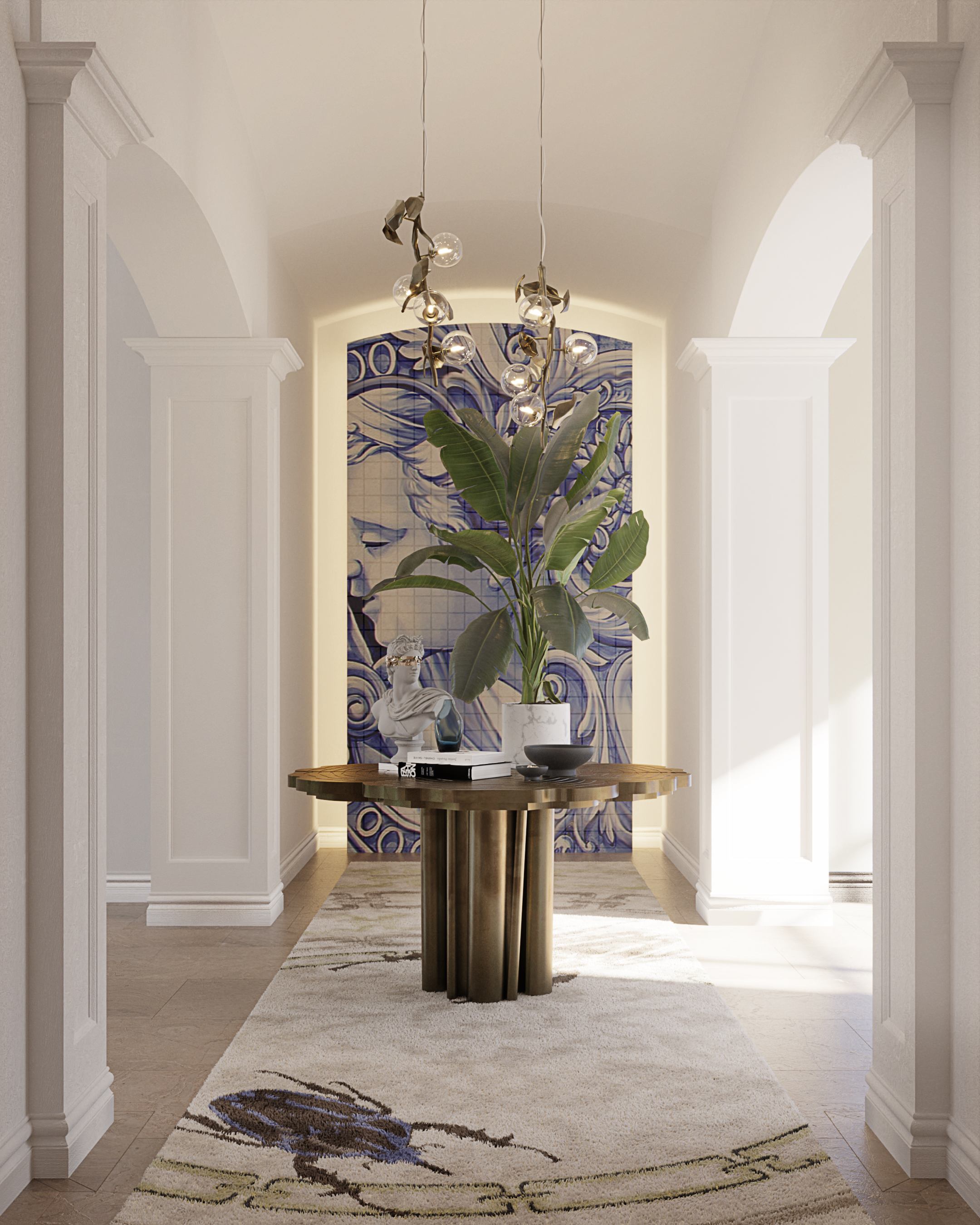 ELEGANT ENTRYWAY WITH THE GOLDEN BUGS II&nbsp;RUG by Rug'Society