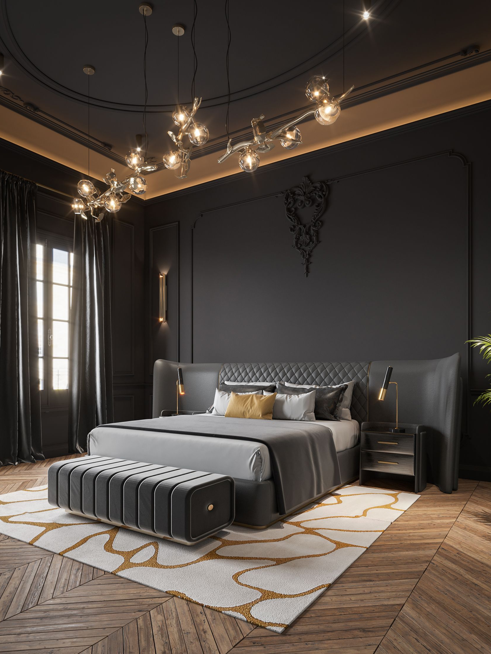 Elegant Master Bedroom With Cell Luxurious&nbsp;Rug by Rug'Society