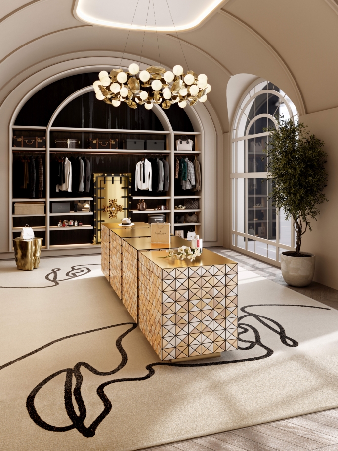 Elegant Modern Closet Design With Taupe&nbsp;Rug by Rug'Society