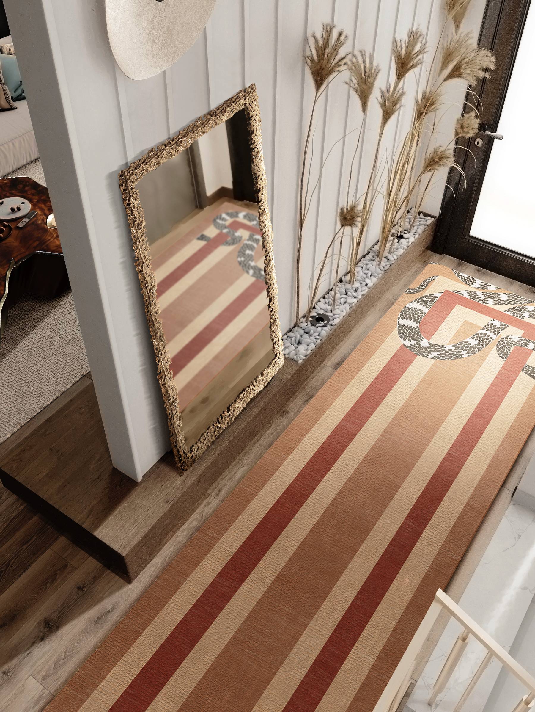 ENTRYWAY DESIGN WITH THE UNIQUE IMPERIAL SNAKE II&nbsp;RUG by Rug'Society