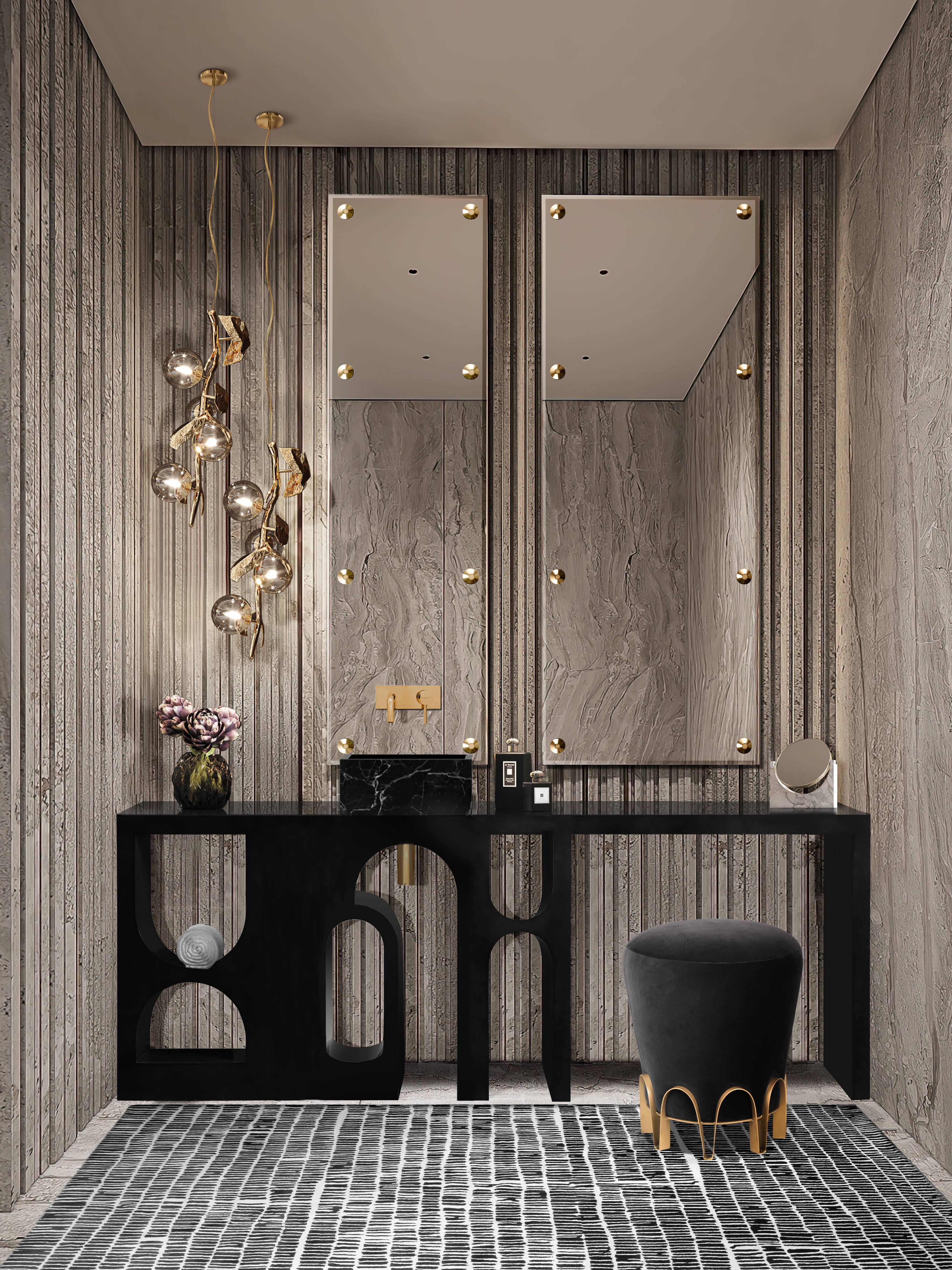EXPERIENCE TIMELESS LUXURY IN THIS ELEGANTLY DESIGNED BATHROOM WITH THE COLL&nbsp;RUG by Rug'Society