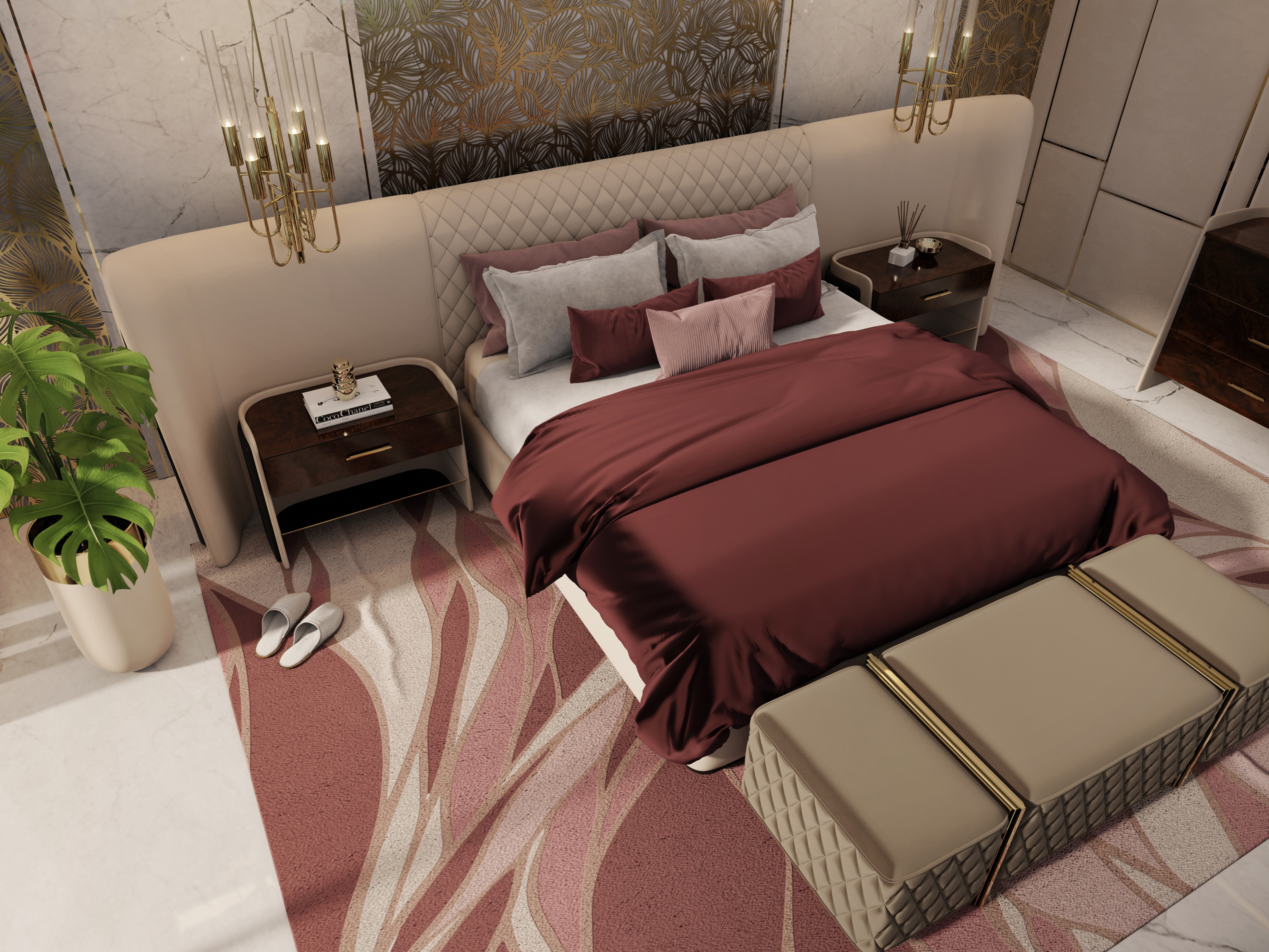 Gentle Master Bedroom Decor With Pink Haar&nbsp;Rug by Rug'Society