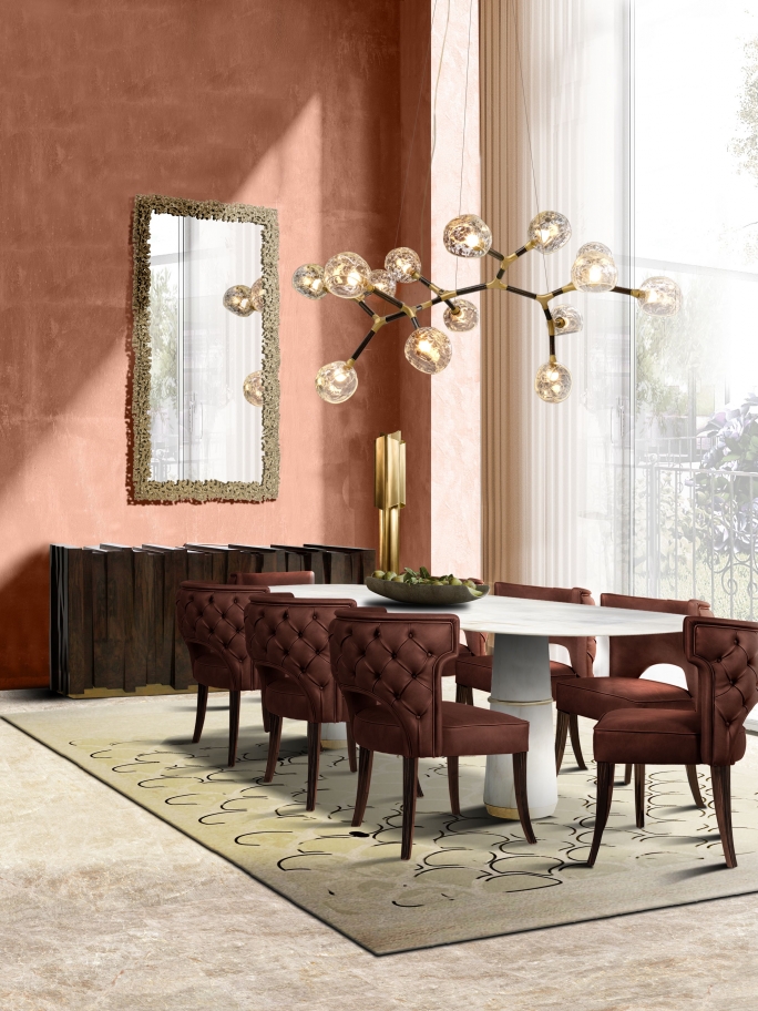 High-end and Unique Dining Room with Koi Rug - Rug'Society