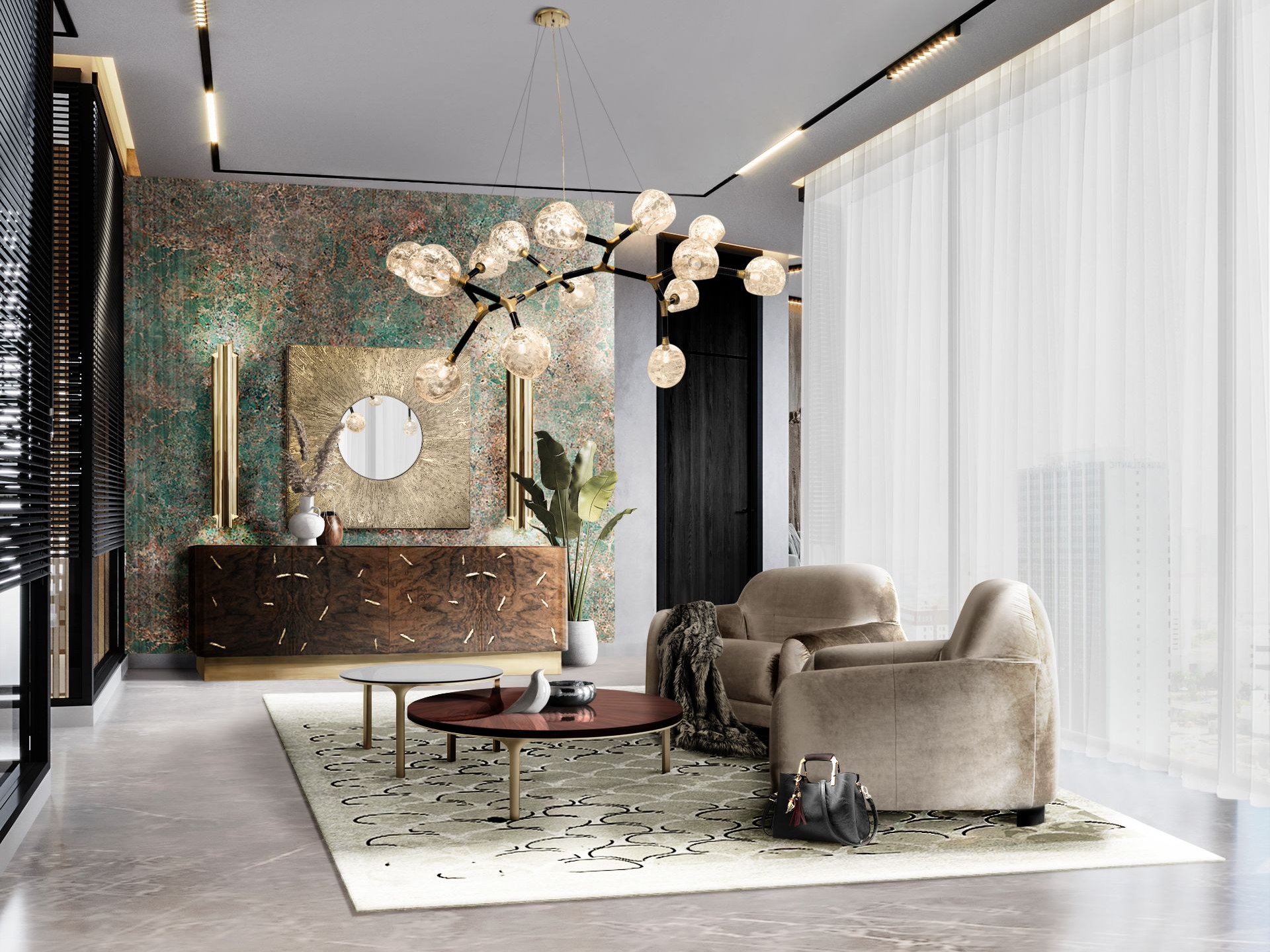 High-end and Unique Living Room with Koi&nbsp;Rug by Rug'Society
