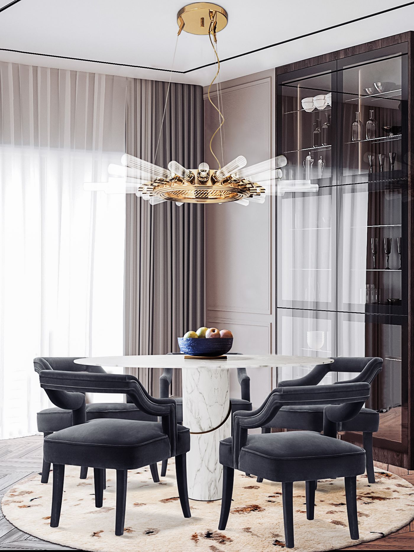 High-end Dining Room with the Shaggy Oslo&nbsp;Rug by Rug'Society