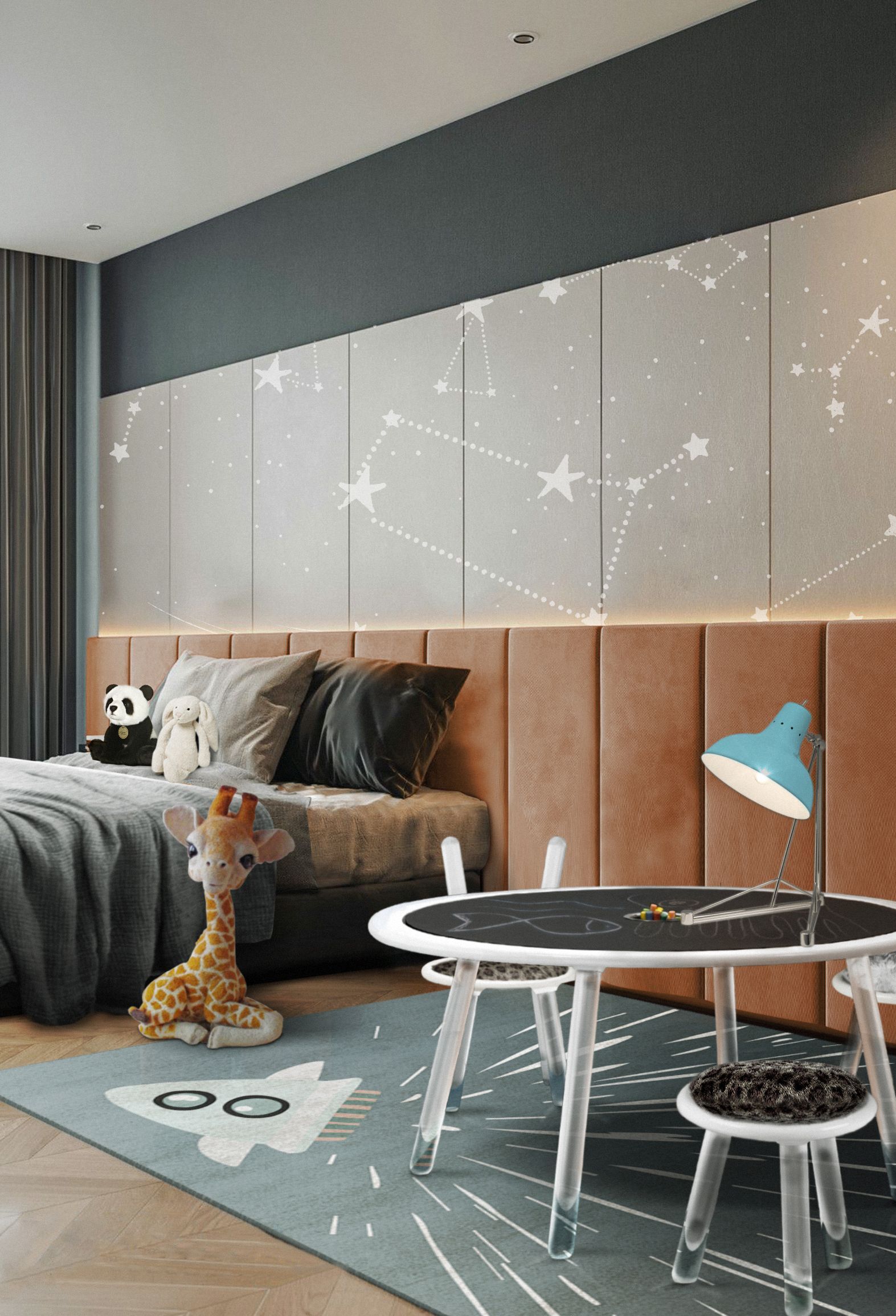 Kids Bedroom With Space Greatness Inspiration By The Thunder Rocket&nbsp;Rug by Rug'Society