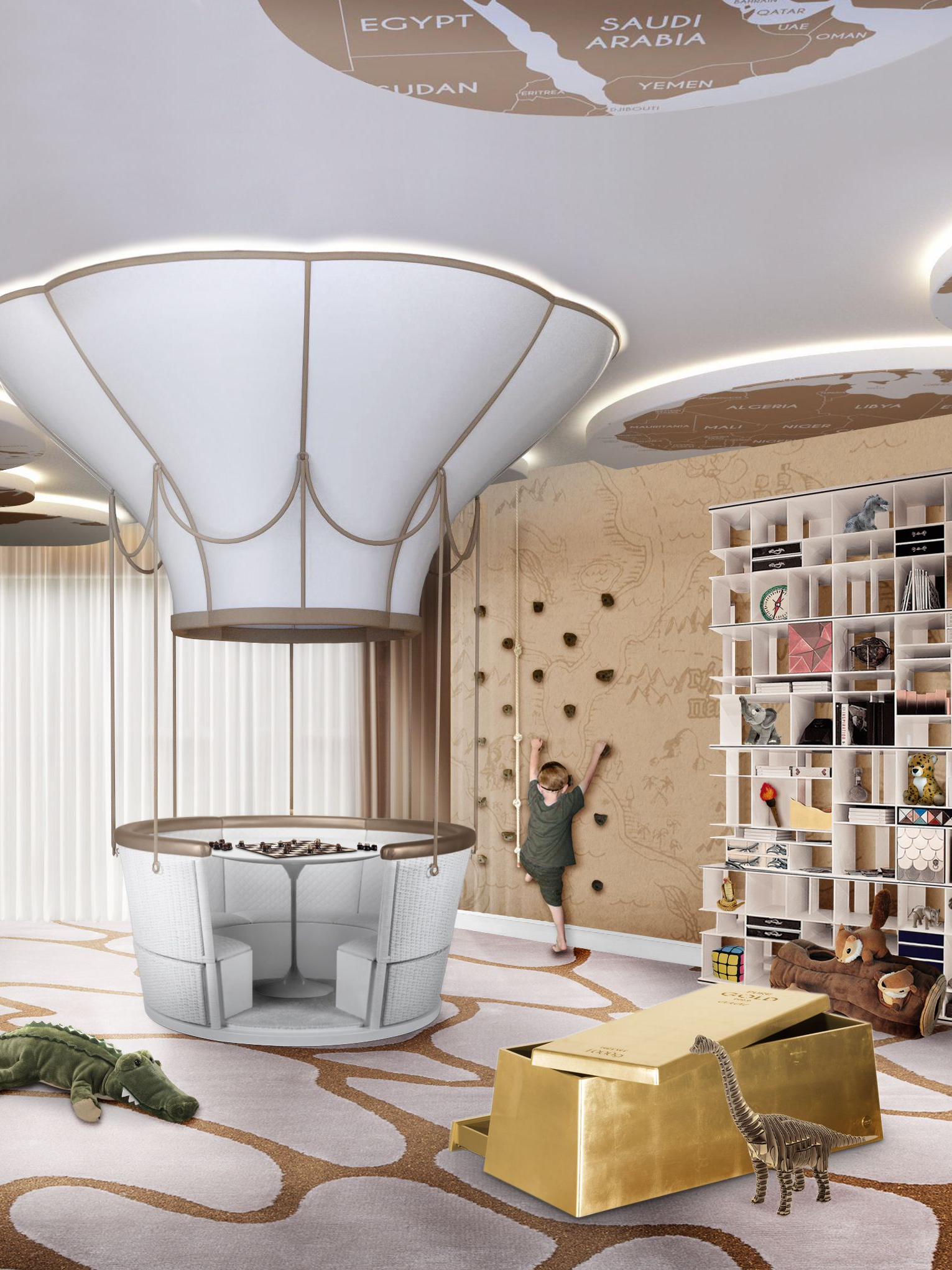 Kids Playroom With Cell Golden&nbsp;Rug by Rug'Society