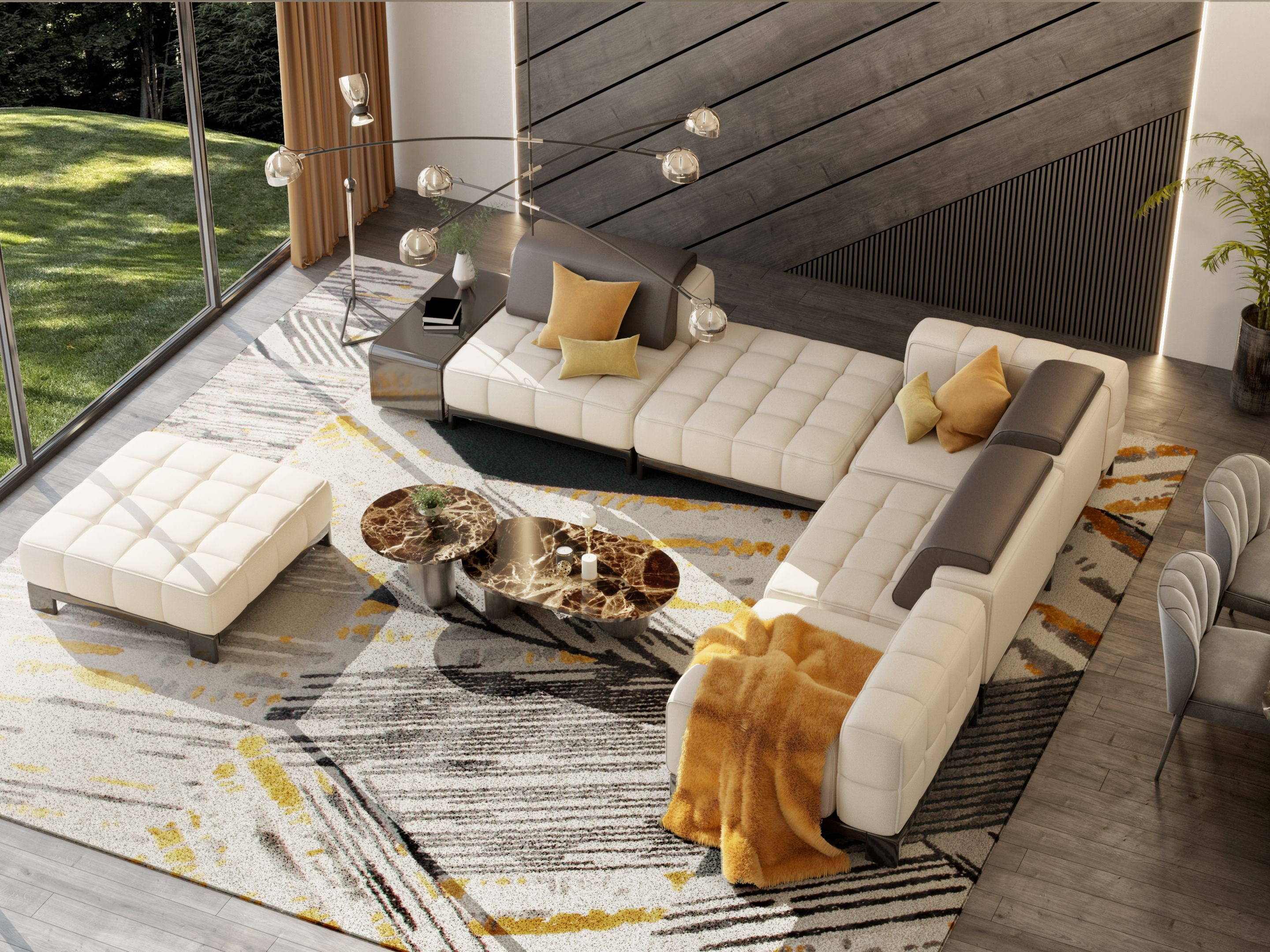 Light and Comforting Living Room with Unique Xisto&nbsp;Rug by Rug'Society