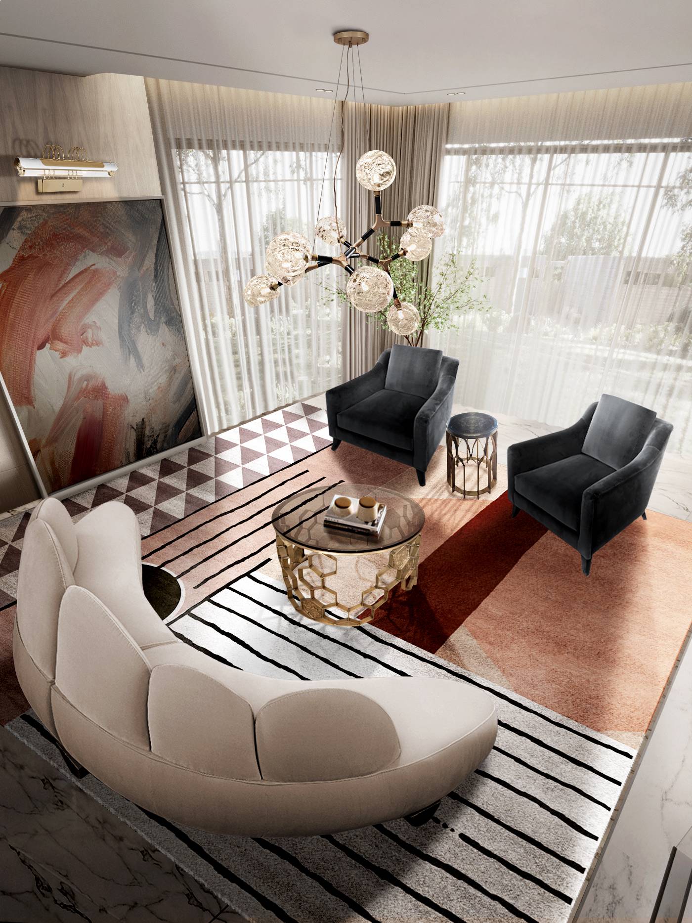 LIVING ROOM DESIGN WITH THE NEW SIMBA SQUARE&nbsp;RUG by Rug'Society