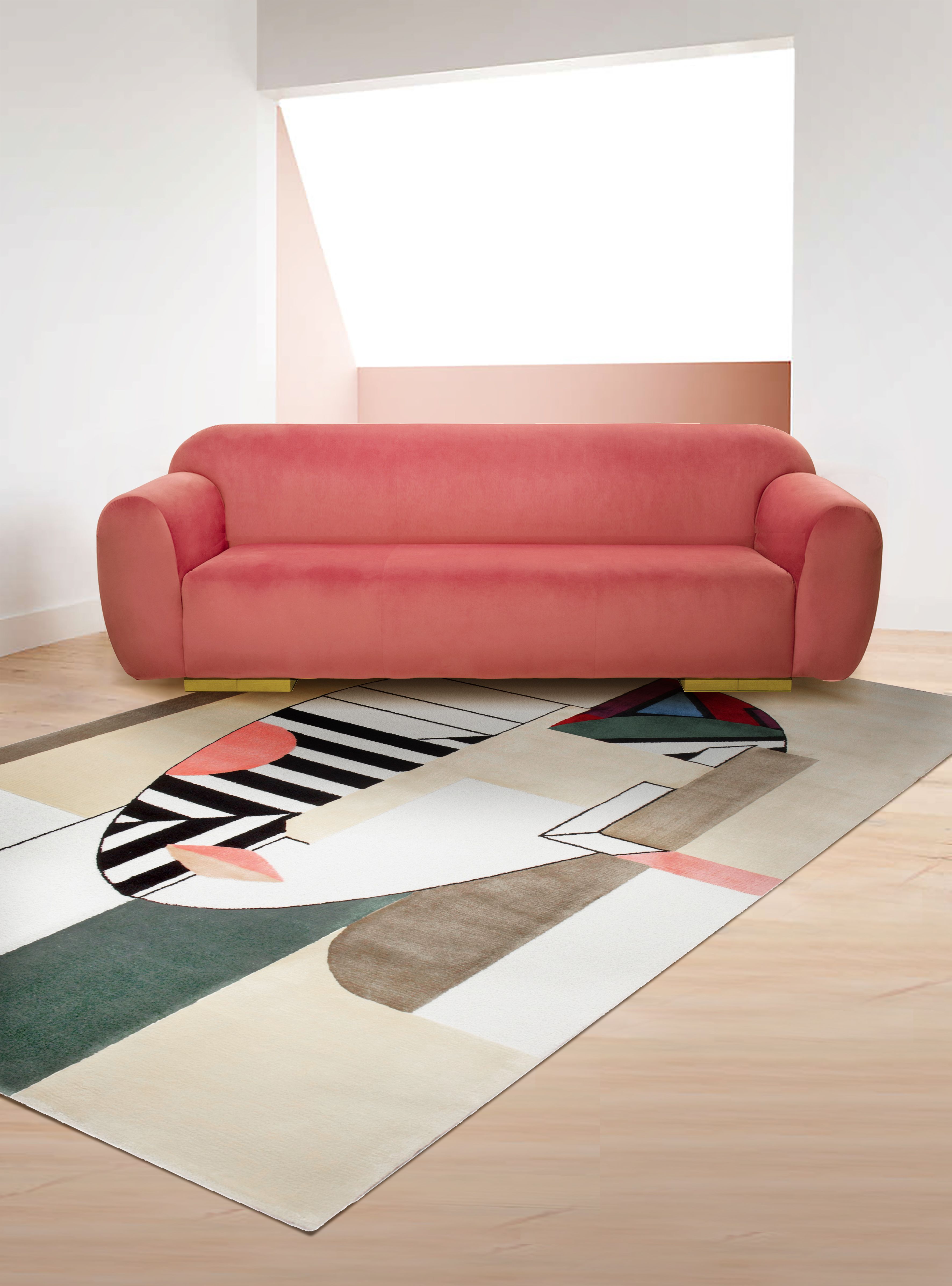 Living Room With Oscar Neutral Rug And Pink&nbsp;Details by Rug'Society